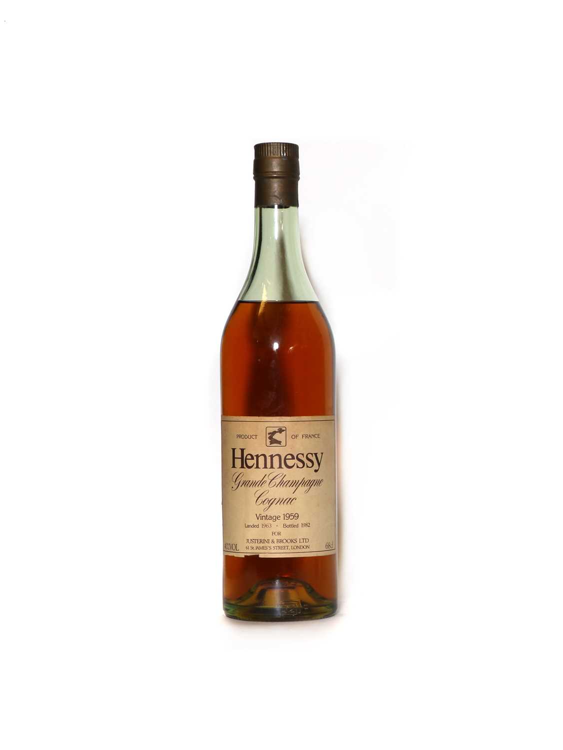 Hennessy, Grande Champagne Cognac, 1959, landed 1963, bottled 1982, 40% vol, 68cl, (1)