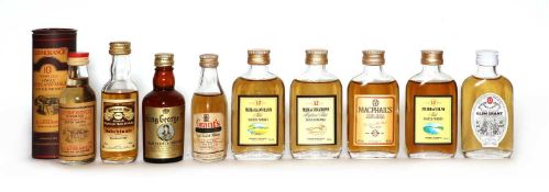 A collection of whisky miniatures including Glenmorangie, Macphails and eight various others