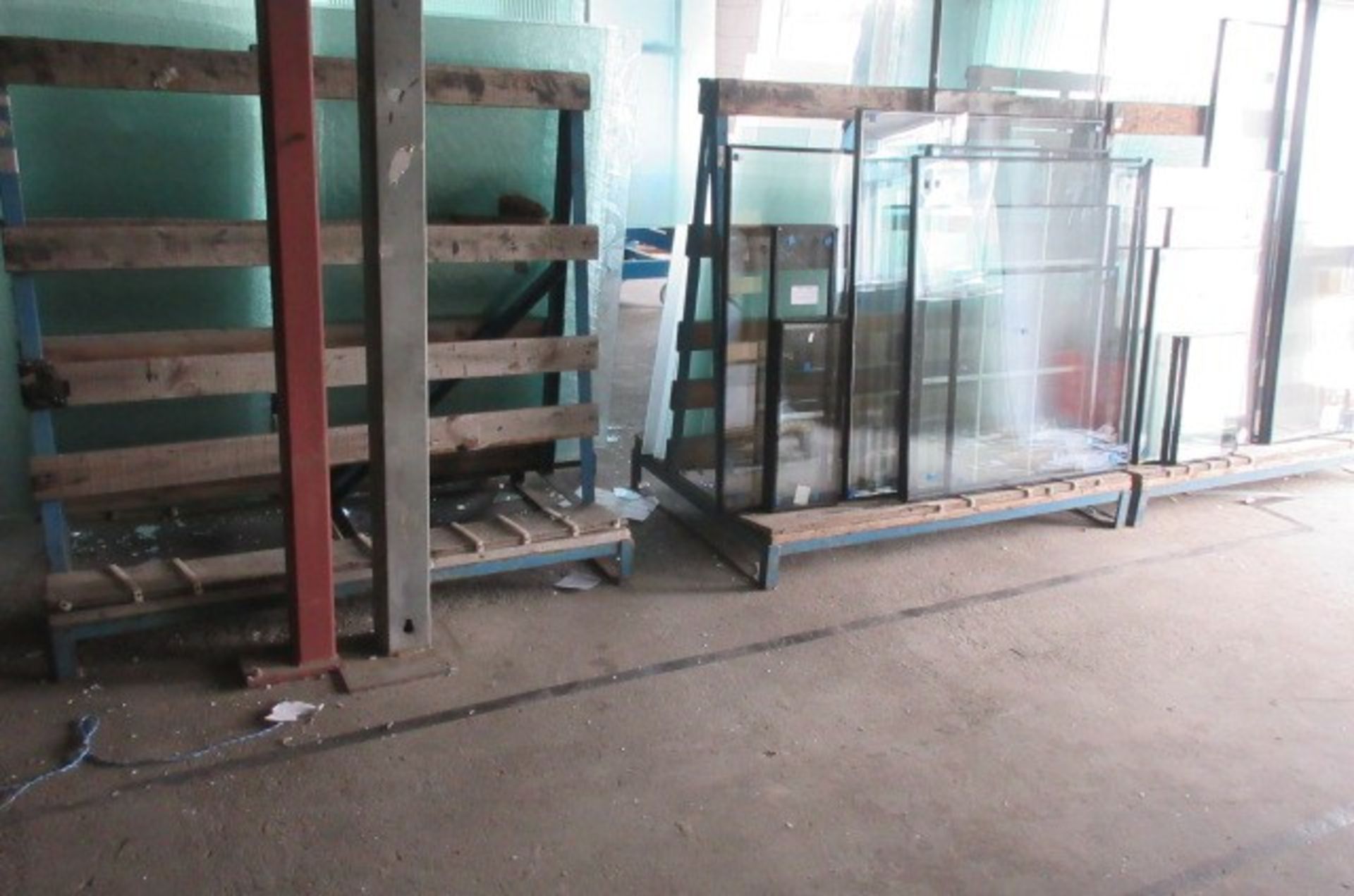 Two static 'A' framed glass storage racks. Size 1.4m x 0.9m x 1.2m high. - Image 2 of 2