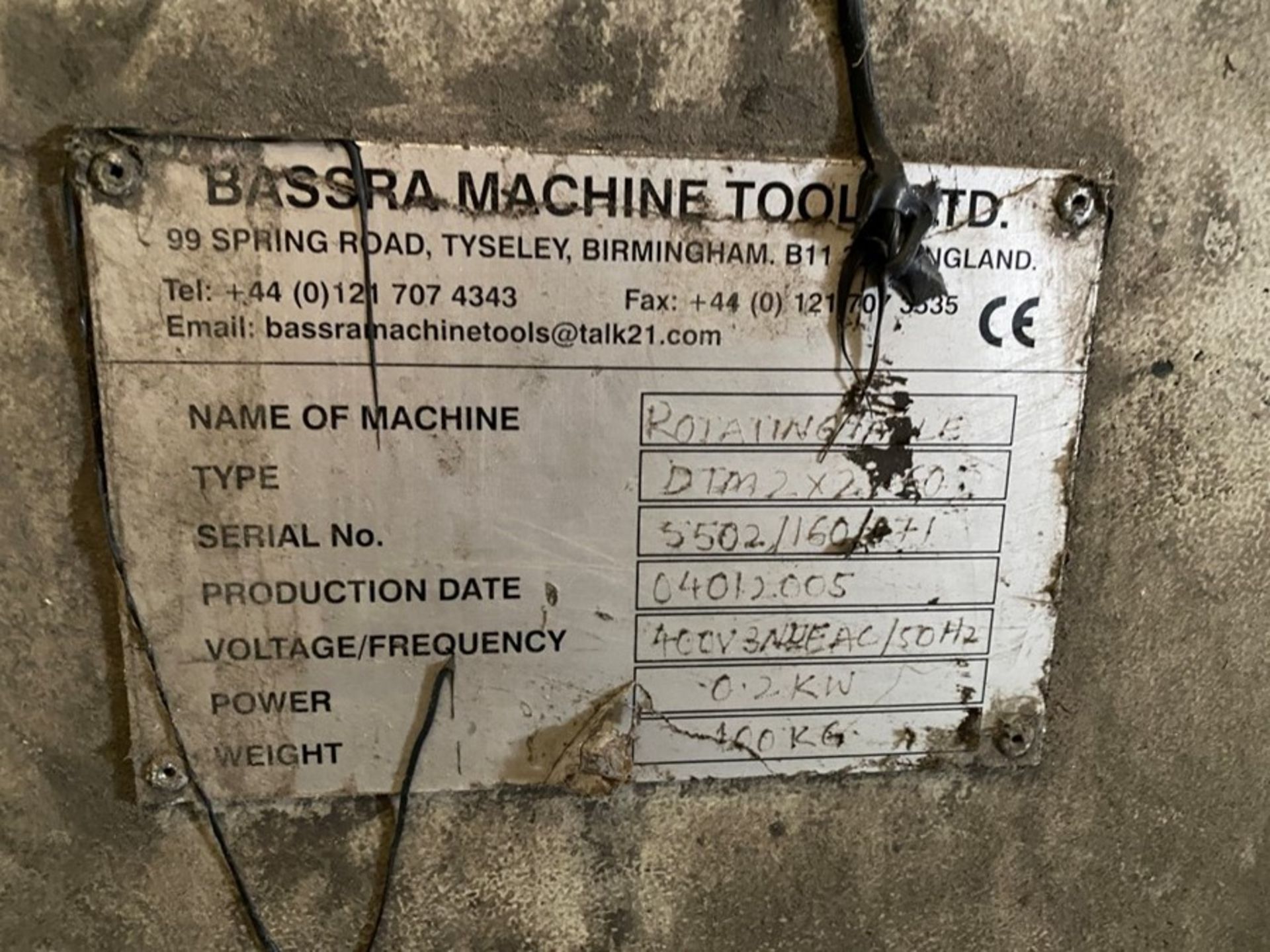Bassra Machine Tools Ltd Rotating Suction Table - Image 2 of 2