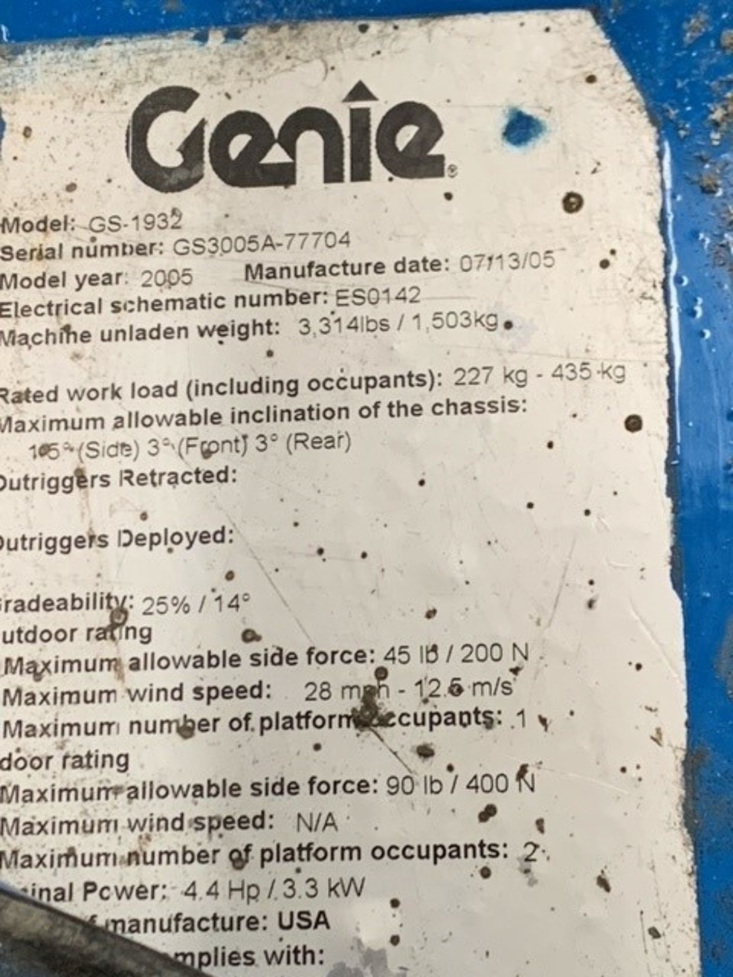 Genie GS1932 scissor lift - Image 5 of 5