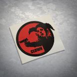 Banksy (British 1974-), 'Clown Skateboards Sticker (Red & White)', 2001 (Two Works)