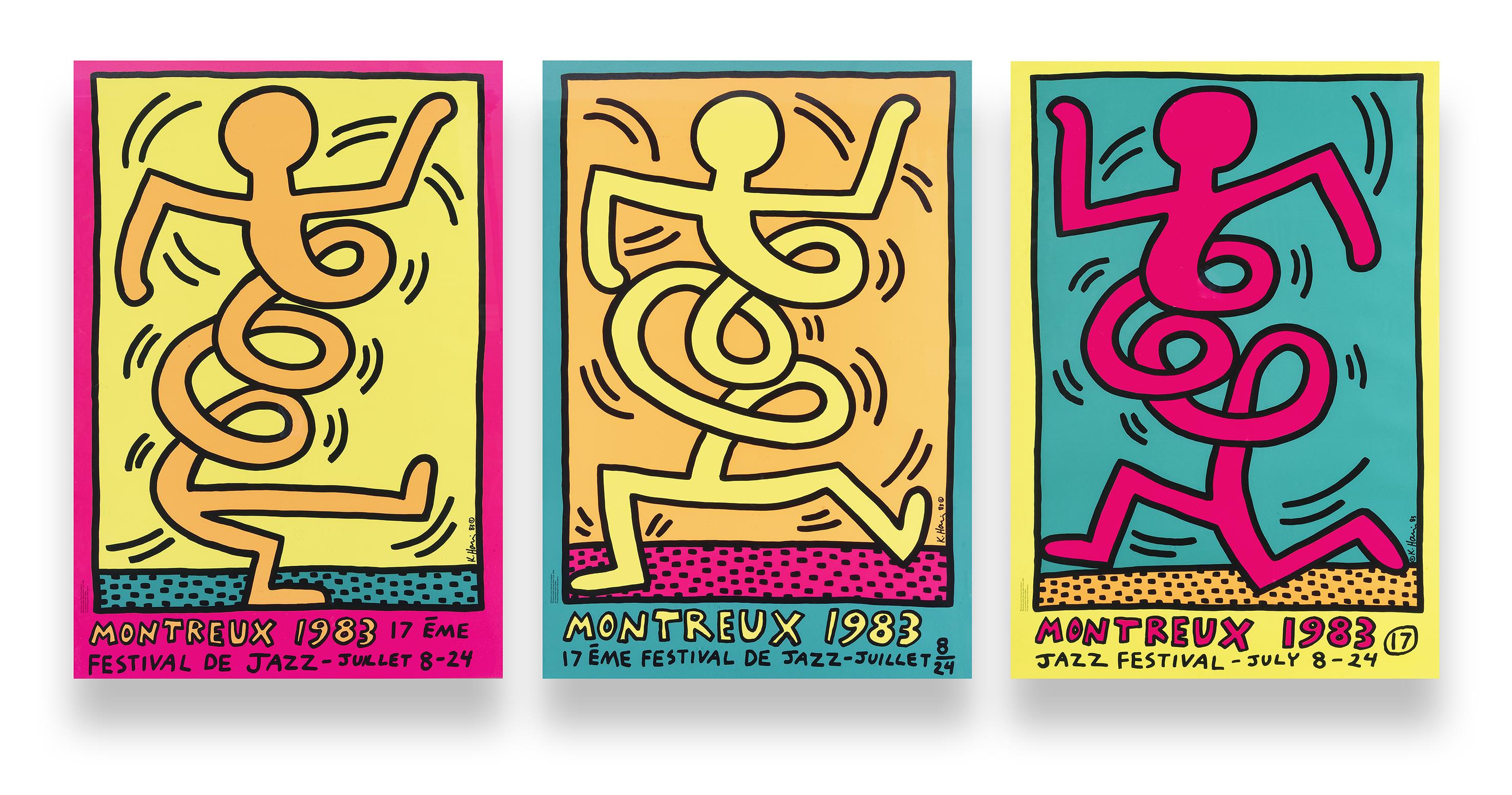 Keith Haring (American 1958-1990), 'Montreux Jazz De Festival (Green, Pink & Yellow)', 1983