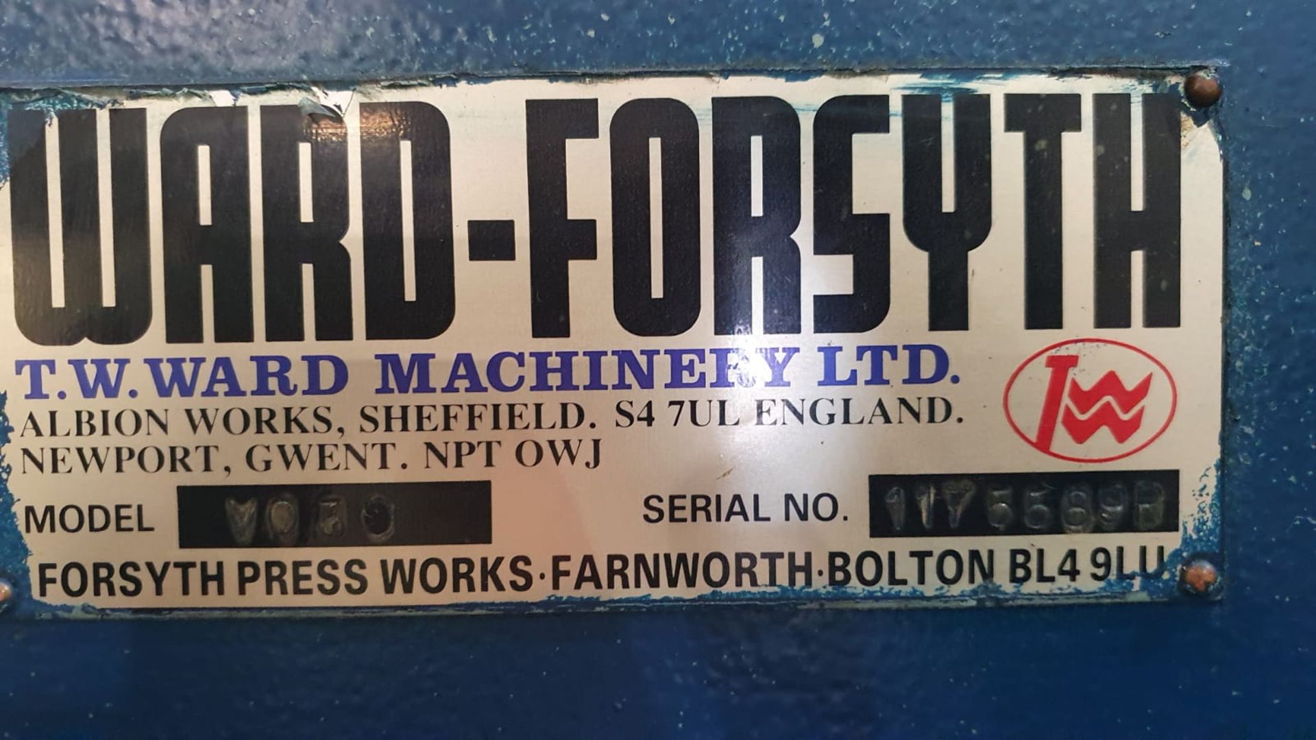WARD FORSYTH VO 30 C Frame Hydraulic Press - Image 7 of 7