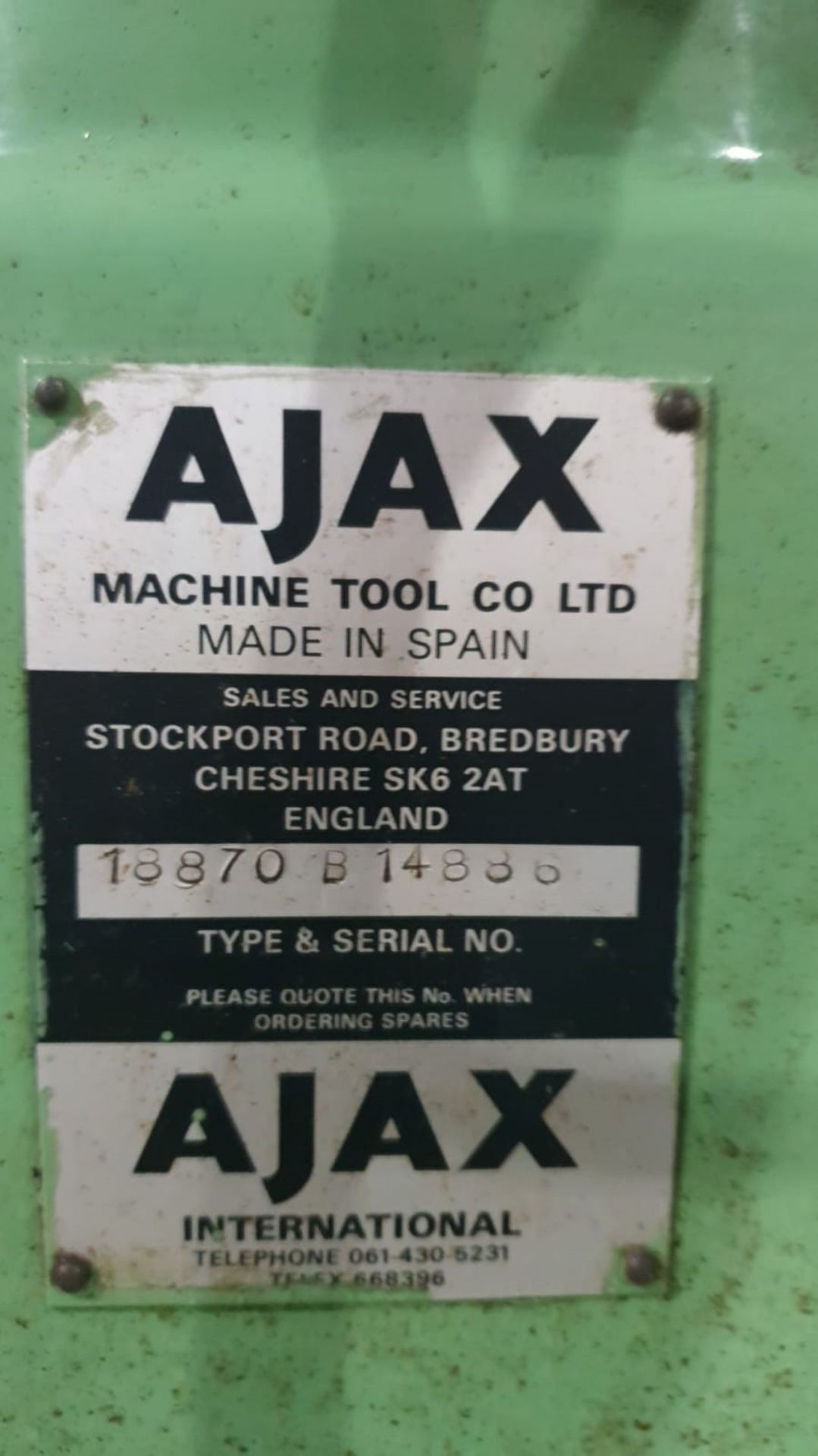 Ajax AJT1 Turret Milling Machine - Image 7 of 11