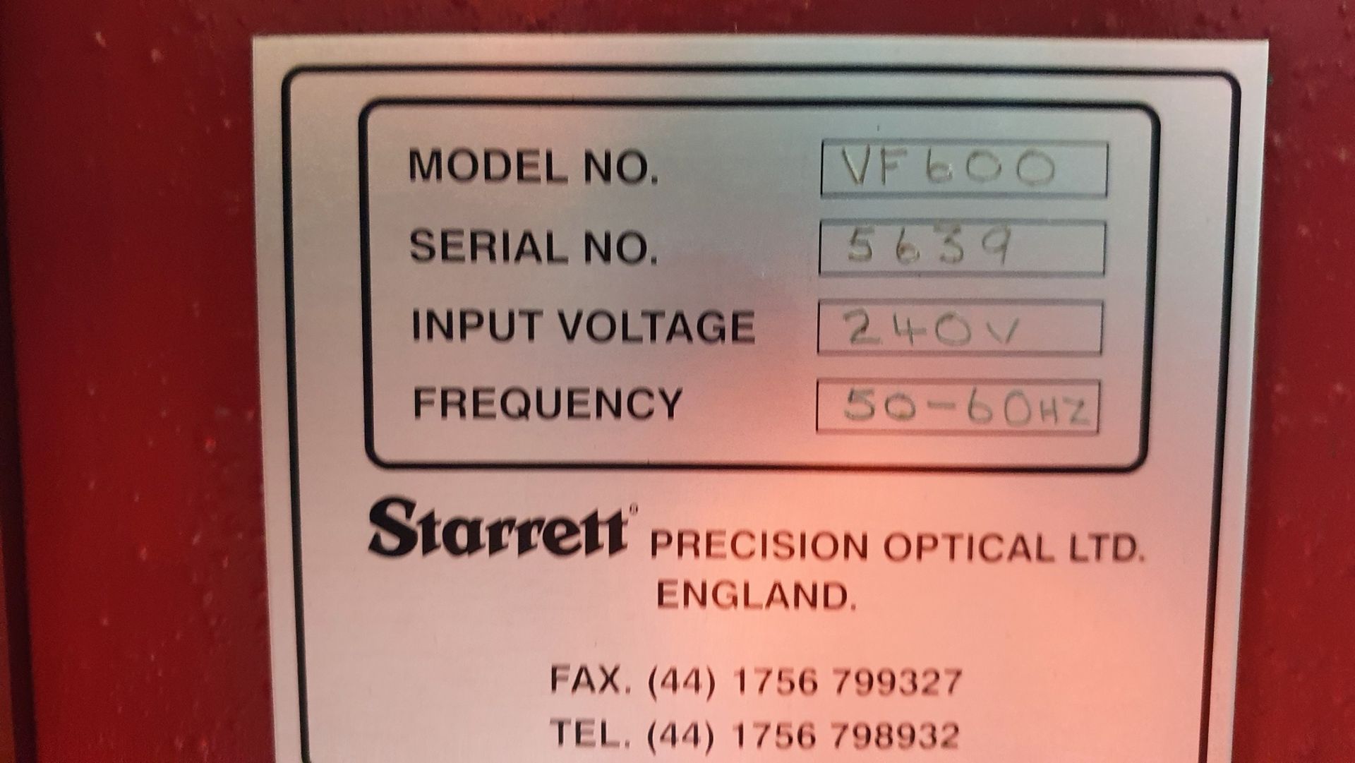 Starrett VF600 Profile Projector - Image 9 of 9