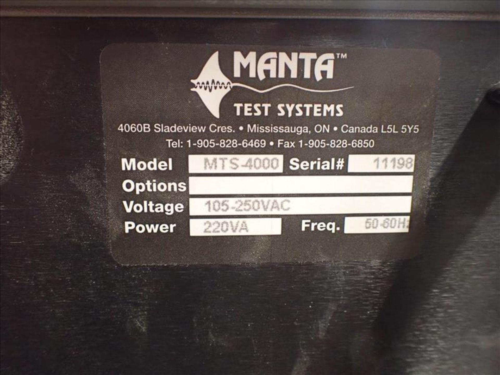 Manta Graphical Test & Measurement System, mod. MTS-4000, ser. no. 11198 - Image 4 of 4