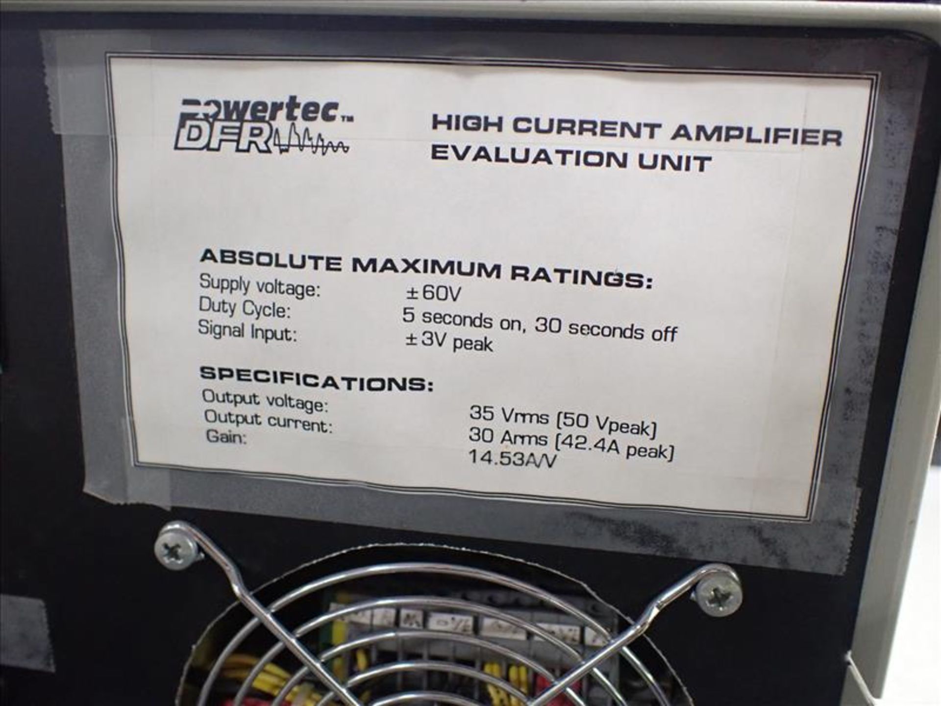 PowerTec DFR High Current Amplifier Evaluation Unit, ser. no. 9424 - Image 2 of 2
