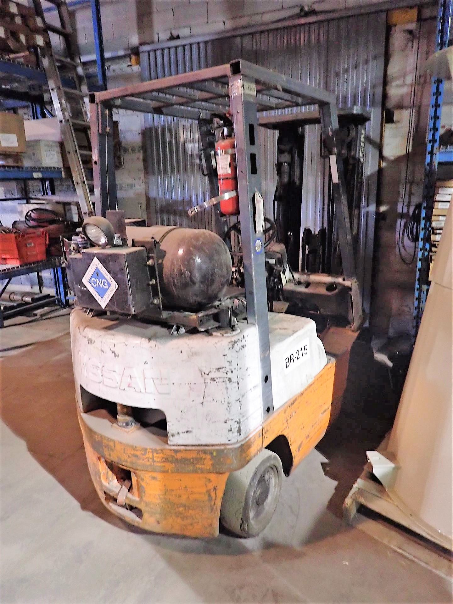 Nissan fork lift truck (#BR-215), 3-stage, lever-cont., LNG, 19955 hrs. - Image 3 of 5