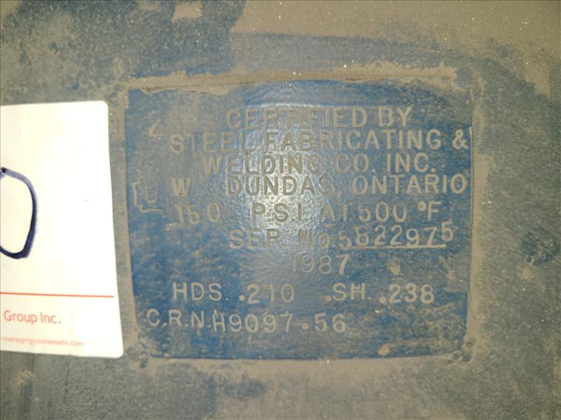 Steel Fabrication & Welding Co. air receiver - Image 2 of 2