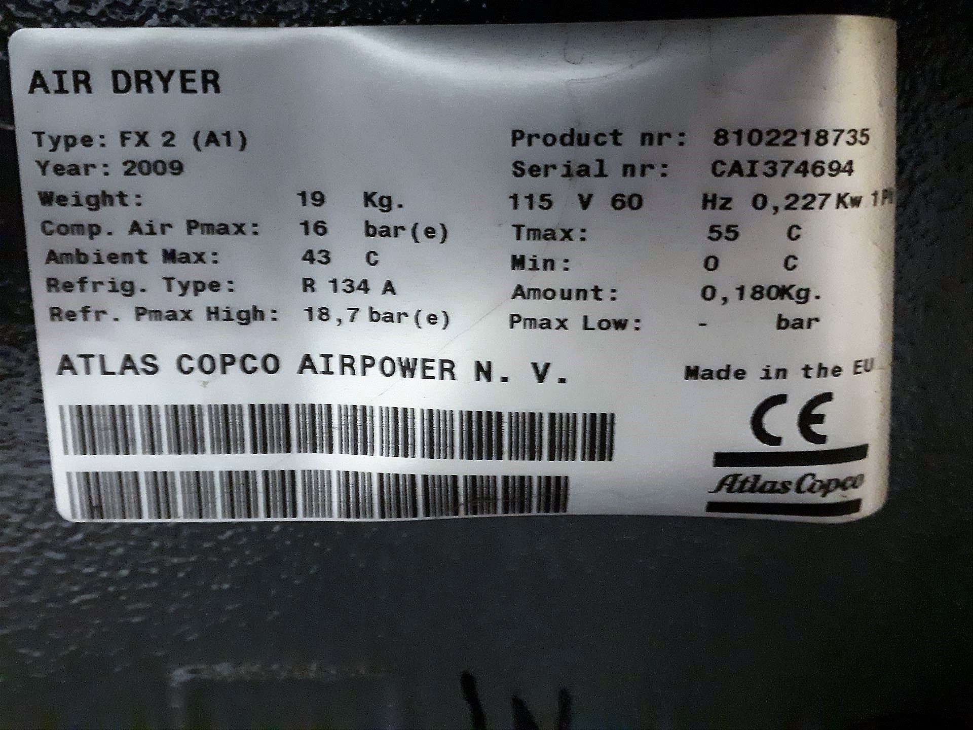 AtlasCopco air dryer, mod. FX2 (A1), ser. no. CAI374694 (2009) - Image 2 of 2