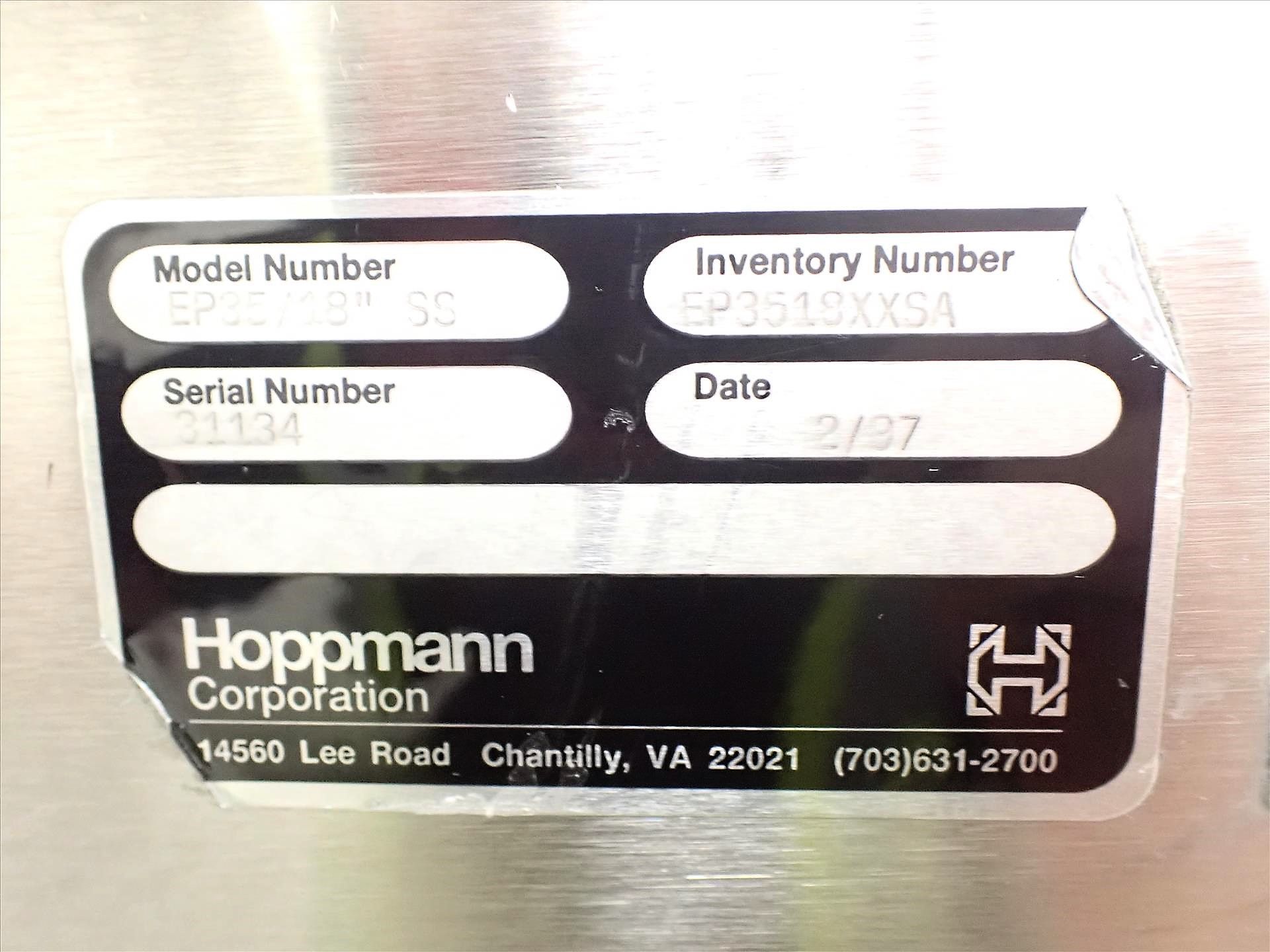 Hoppmann mod. EP35/18" SS bottle hopper elevator, s/s, 18" fluted belt, approx. 5' x 6' hopper, ser. - Image 4 of 4