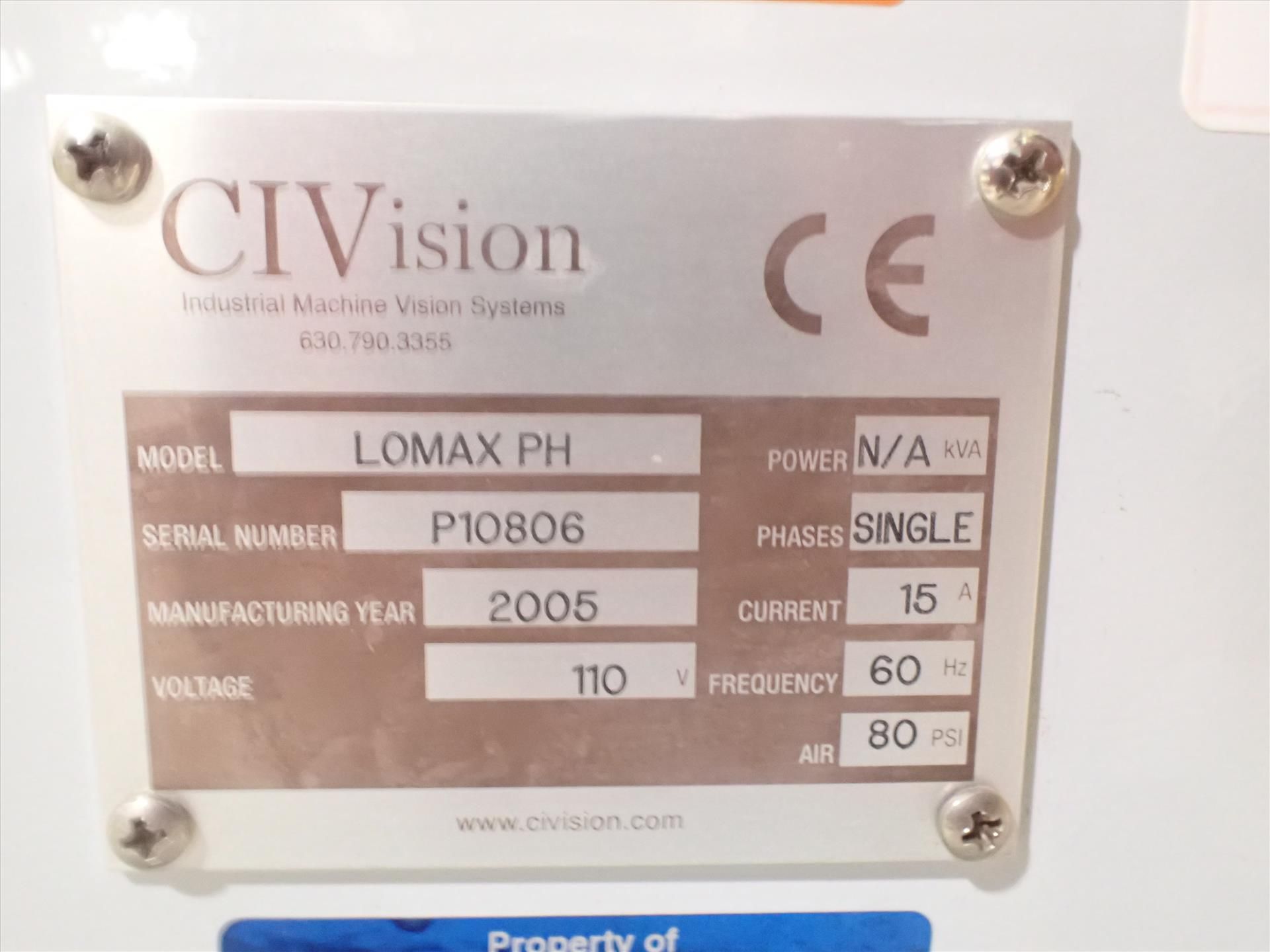 Civision mod. Lomax PH visual inspection system, ser. no. P10806 - Image 5 of 5