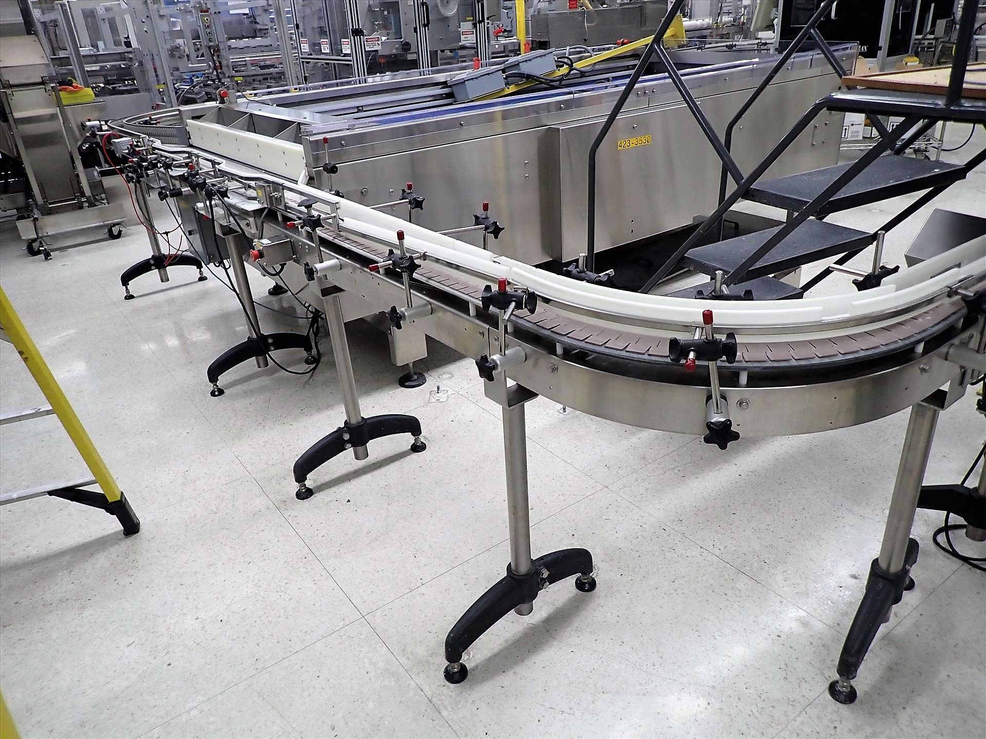 slat-top chain conveyor, s/s, approx. 3" x 80', (5) 90 deg., power, VSD w/ 4.5 x 11' additional - Image 6 of 6