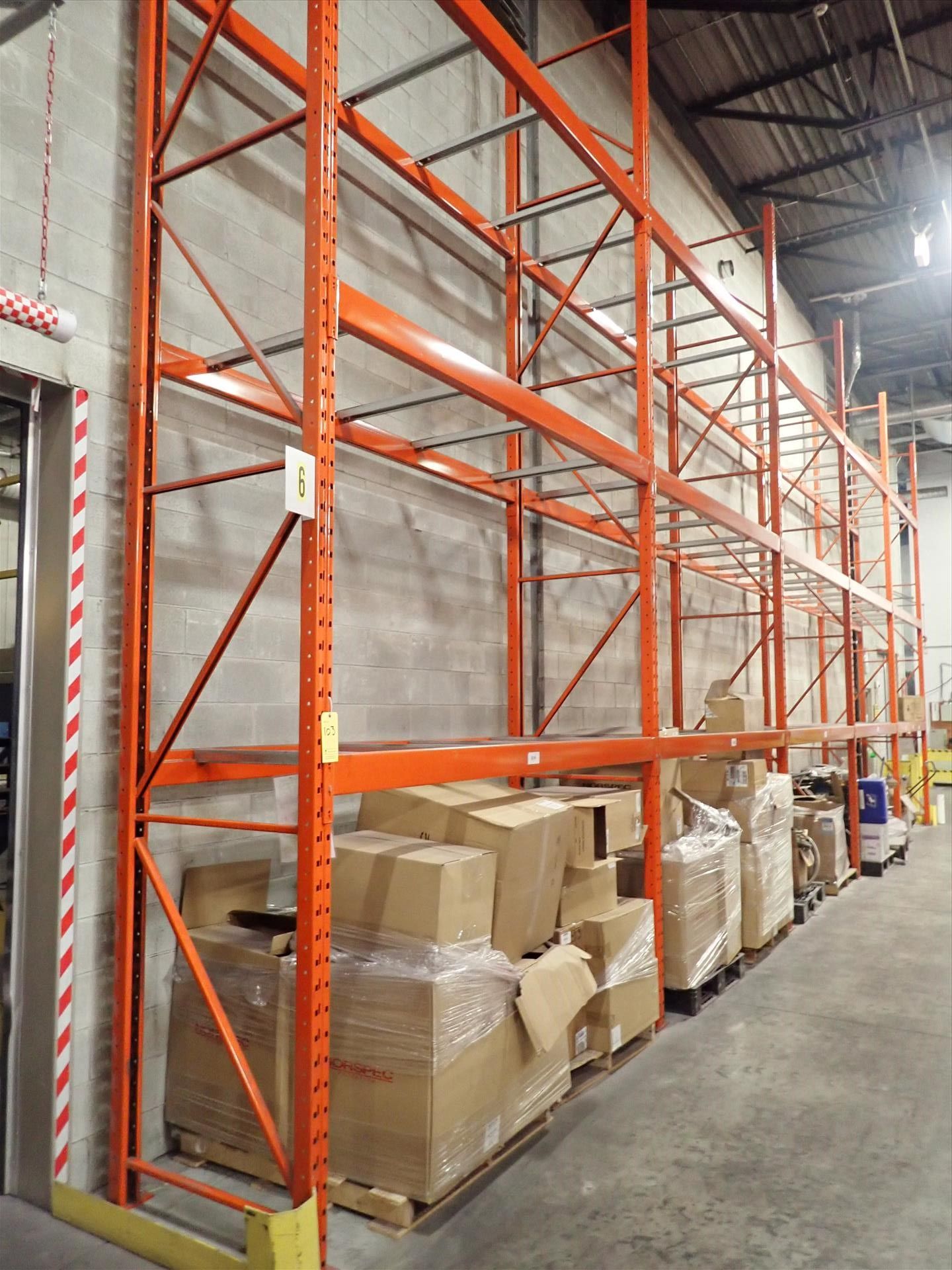 (5 sec.) pallet racking, approx. 20' H x 9' W x 38" D