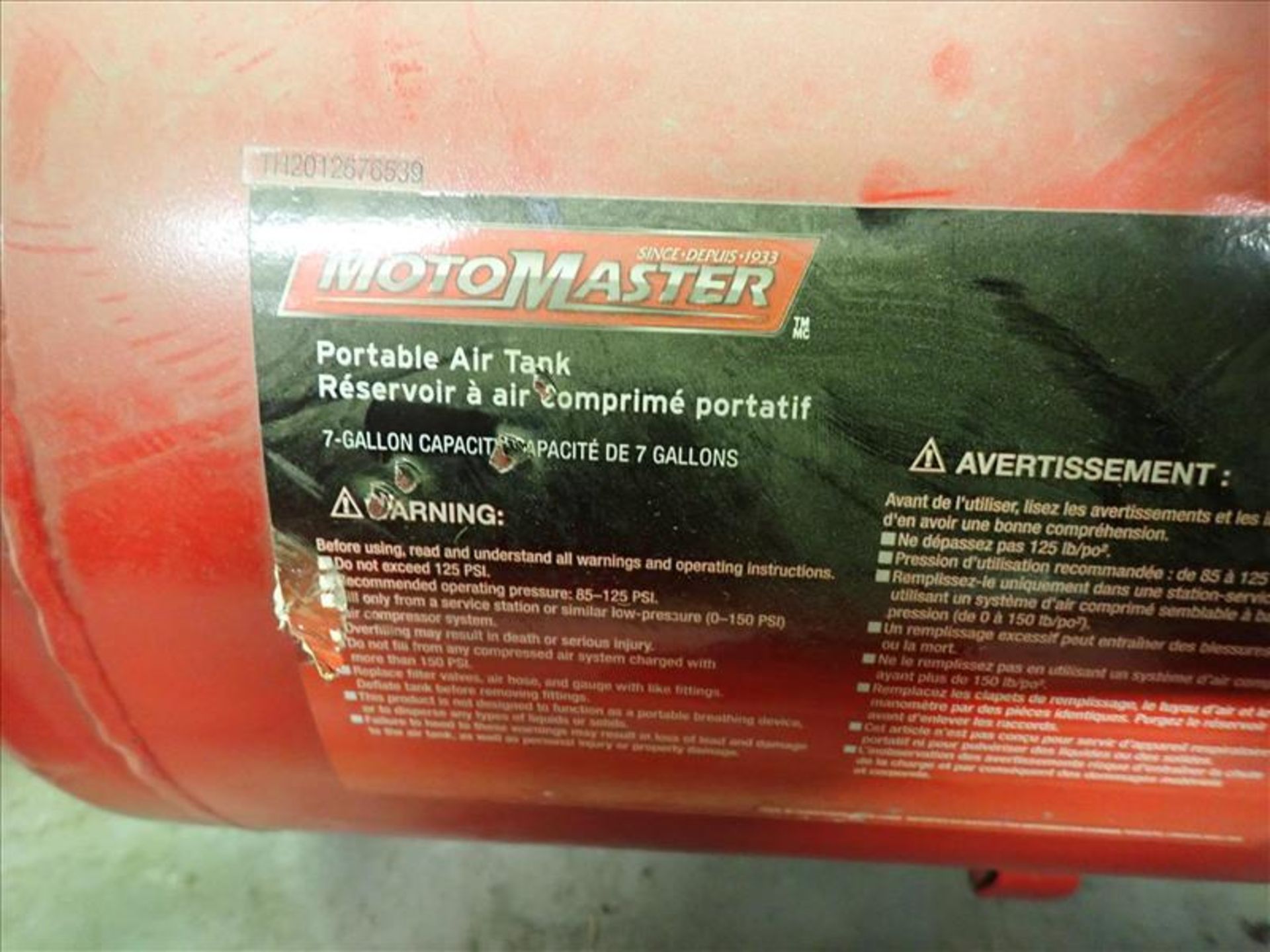 MotorMaster Portable Air Tank, 7 Gallon capacity - Image 2 of 2