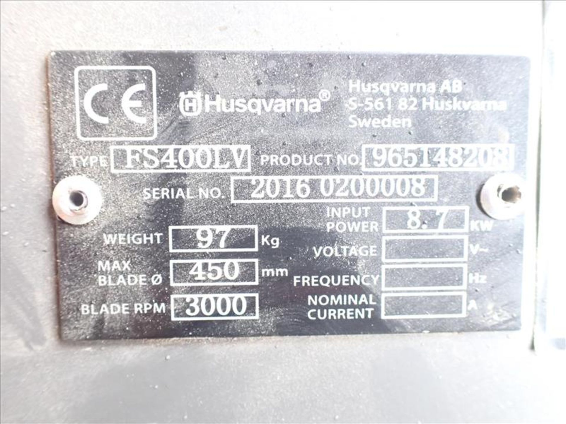 2016 Husqvarna Floor Saw, model FS400LV, S/N.20160200008, w/four stroke engine, 450mm max blade - Image 4 of 5