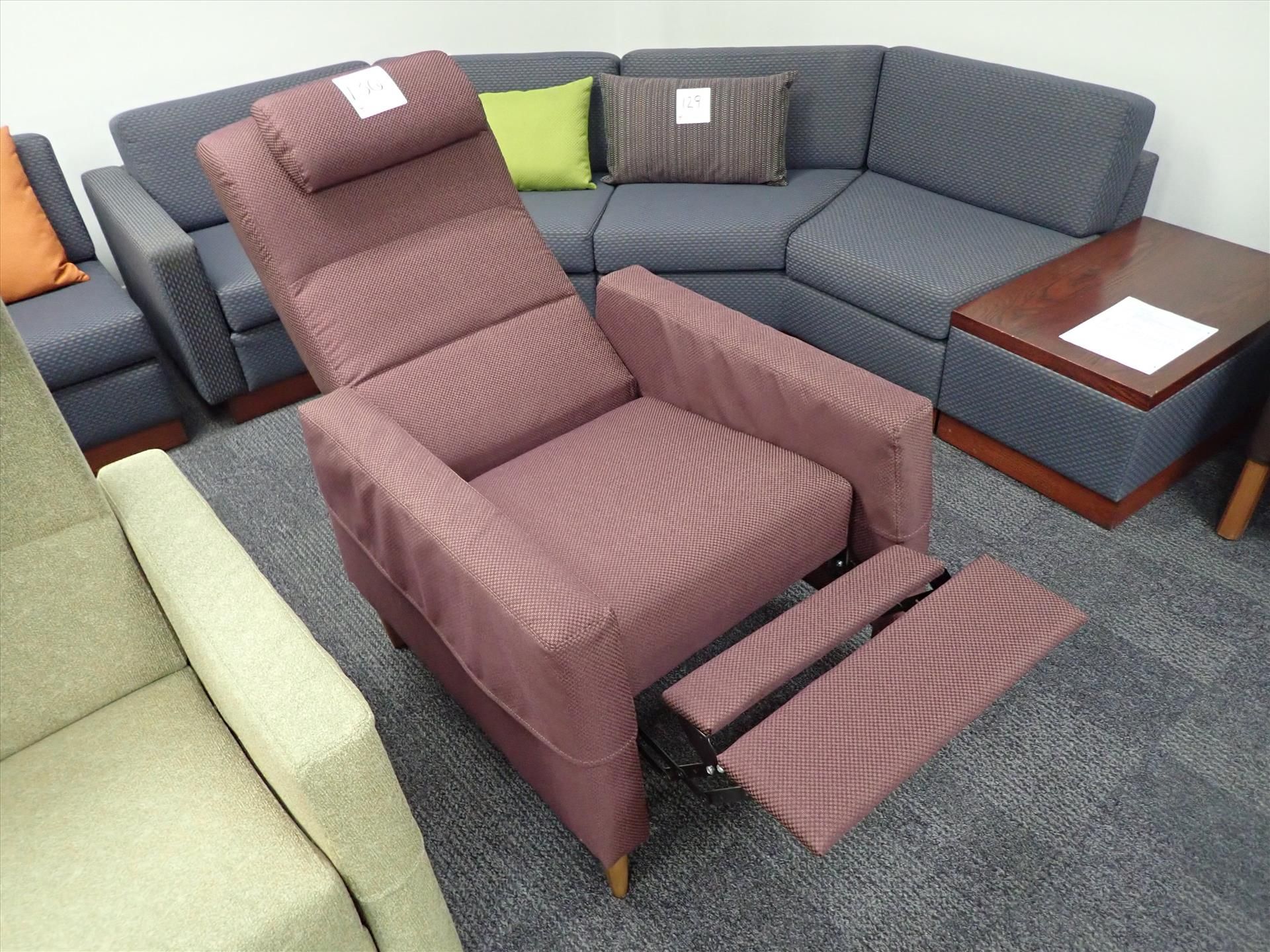 Baret push-back recliner w/ weighted headrest, arm-covers, stain-resistant commercial-grade fabrics - Image 2 of 2