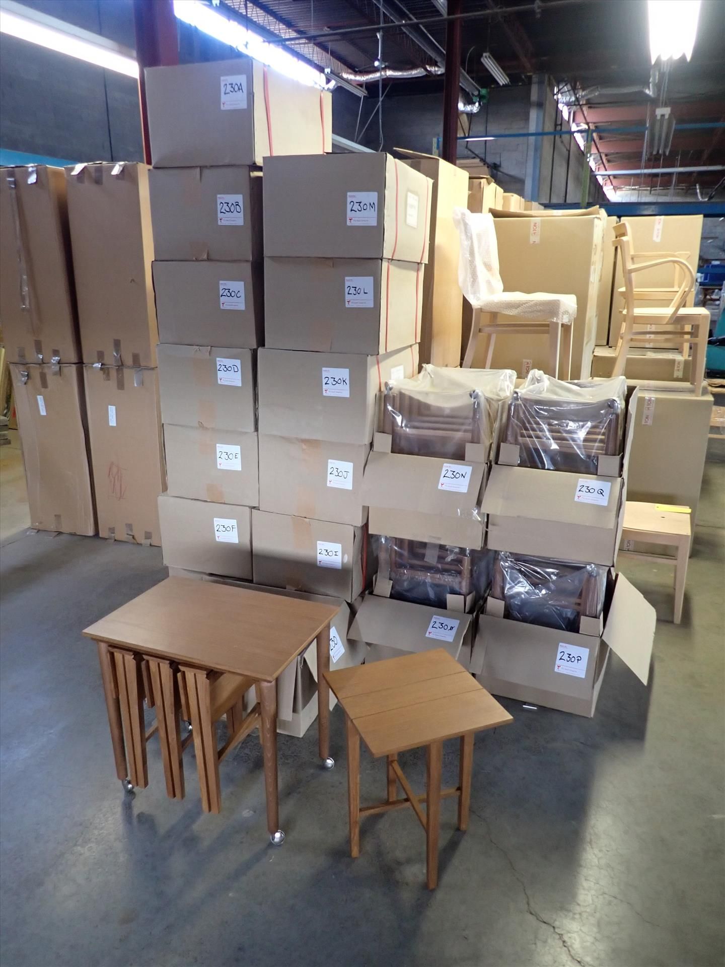 (1) Trolley H5 nesting table, Walnut finish, casters w/ (4) self-storing side tables (NEW in box, - Image 2 of 2