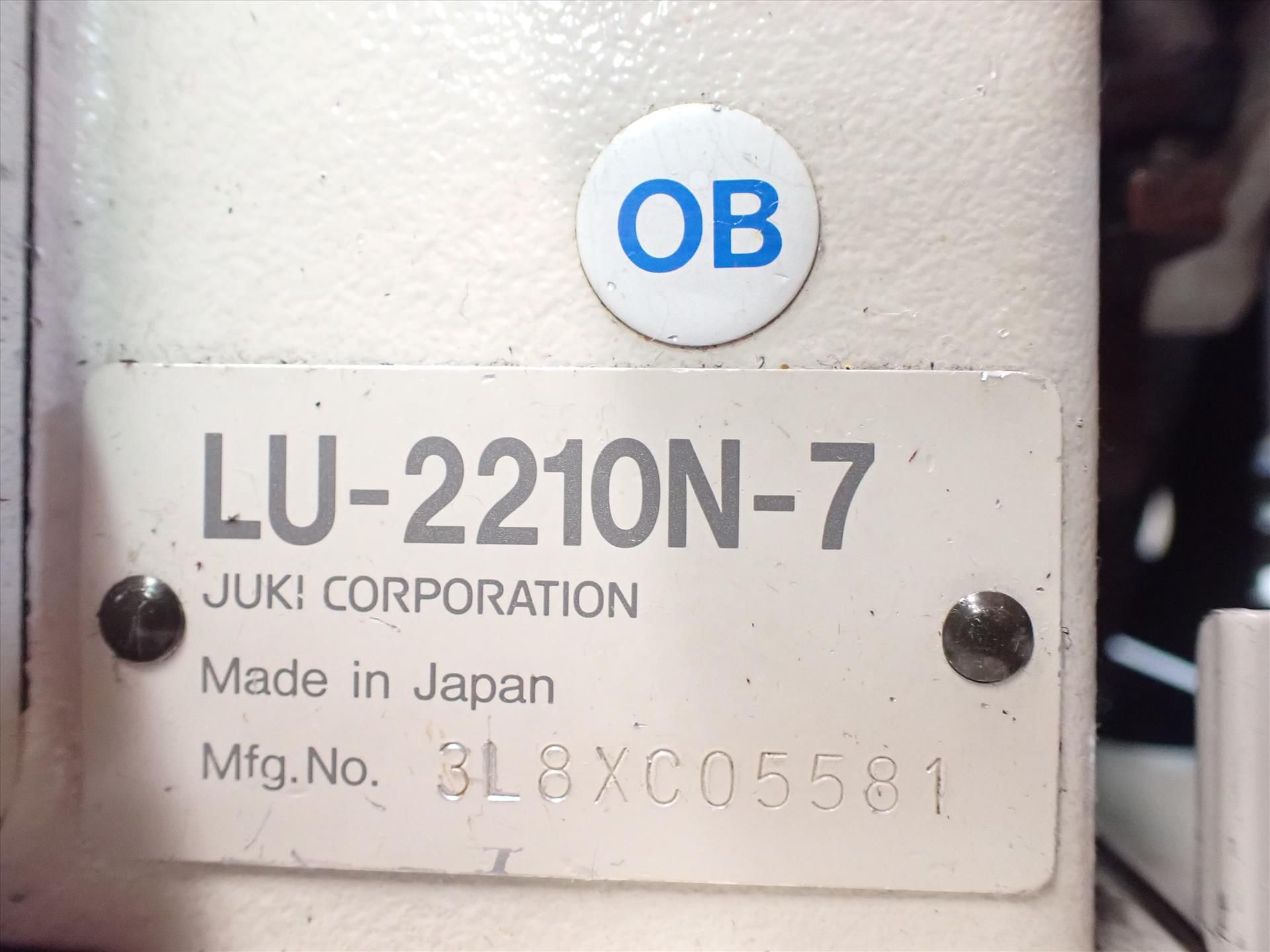 Juki industrial sewing machine, mod. LU-2210N-7, S/N 3L8XC05581, programmable 10 in. throat, 1/2 - Image 4 of 7