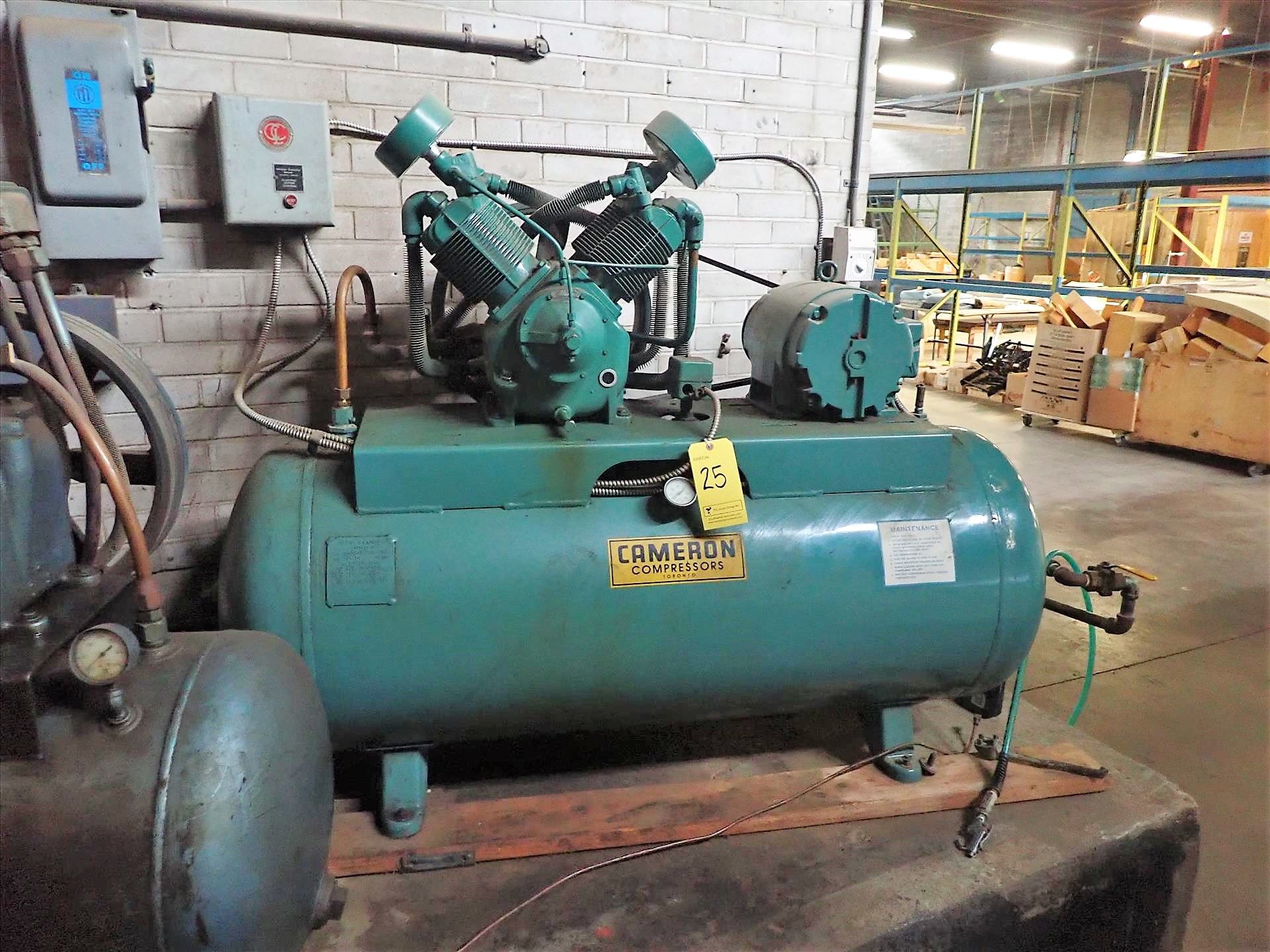 Cameron air compressor, tank-mounted, 10 hp (hardwired, electrician required for disconnect)