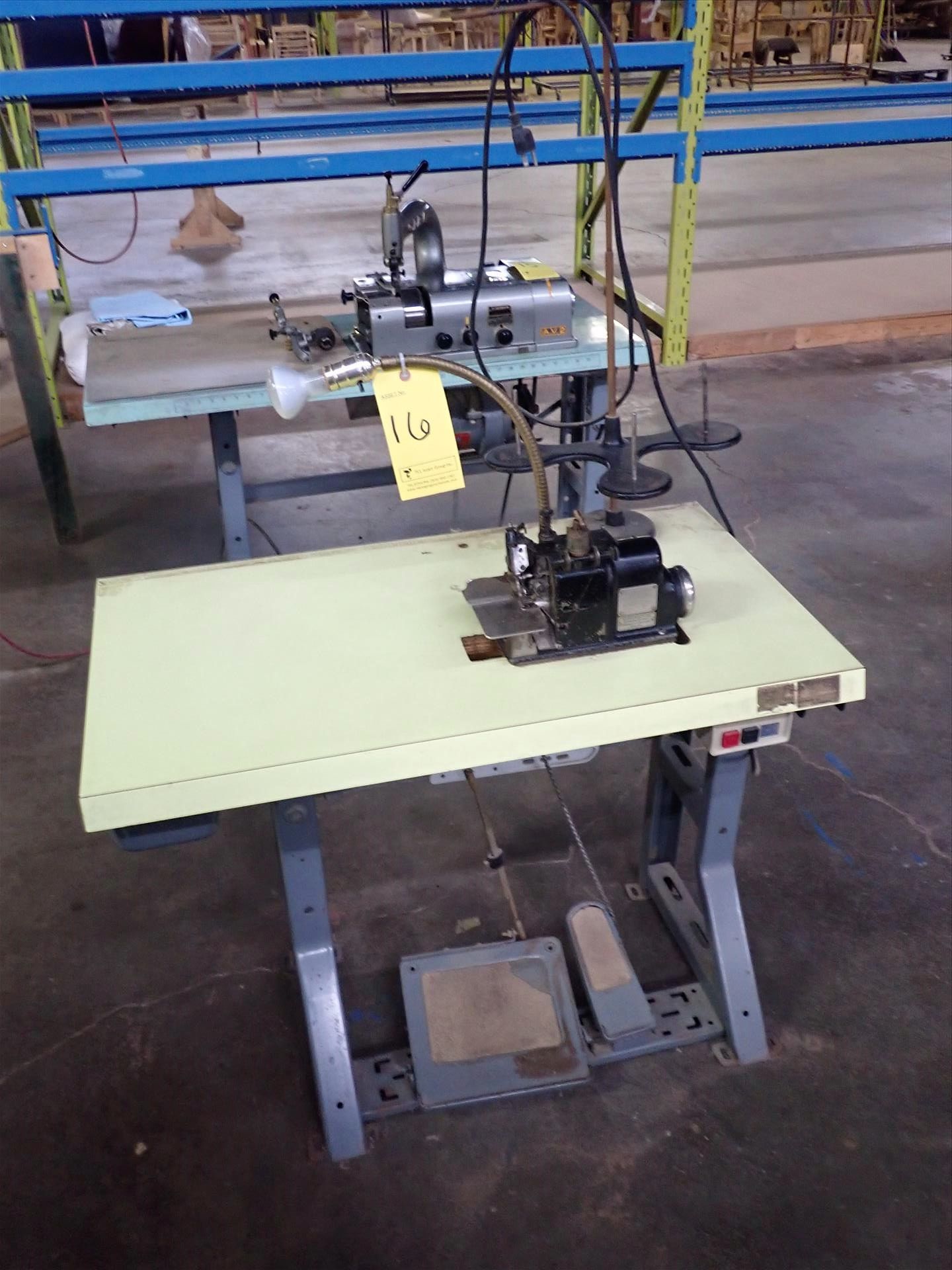 Merrow industrial overlock sewing machine, mod. A-3DW, S/N 88589 c/w 20 in. x 48 in. industrial - Image 6 of 6