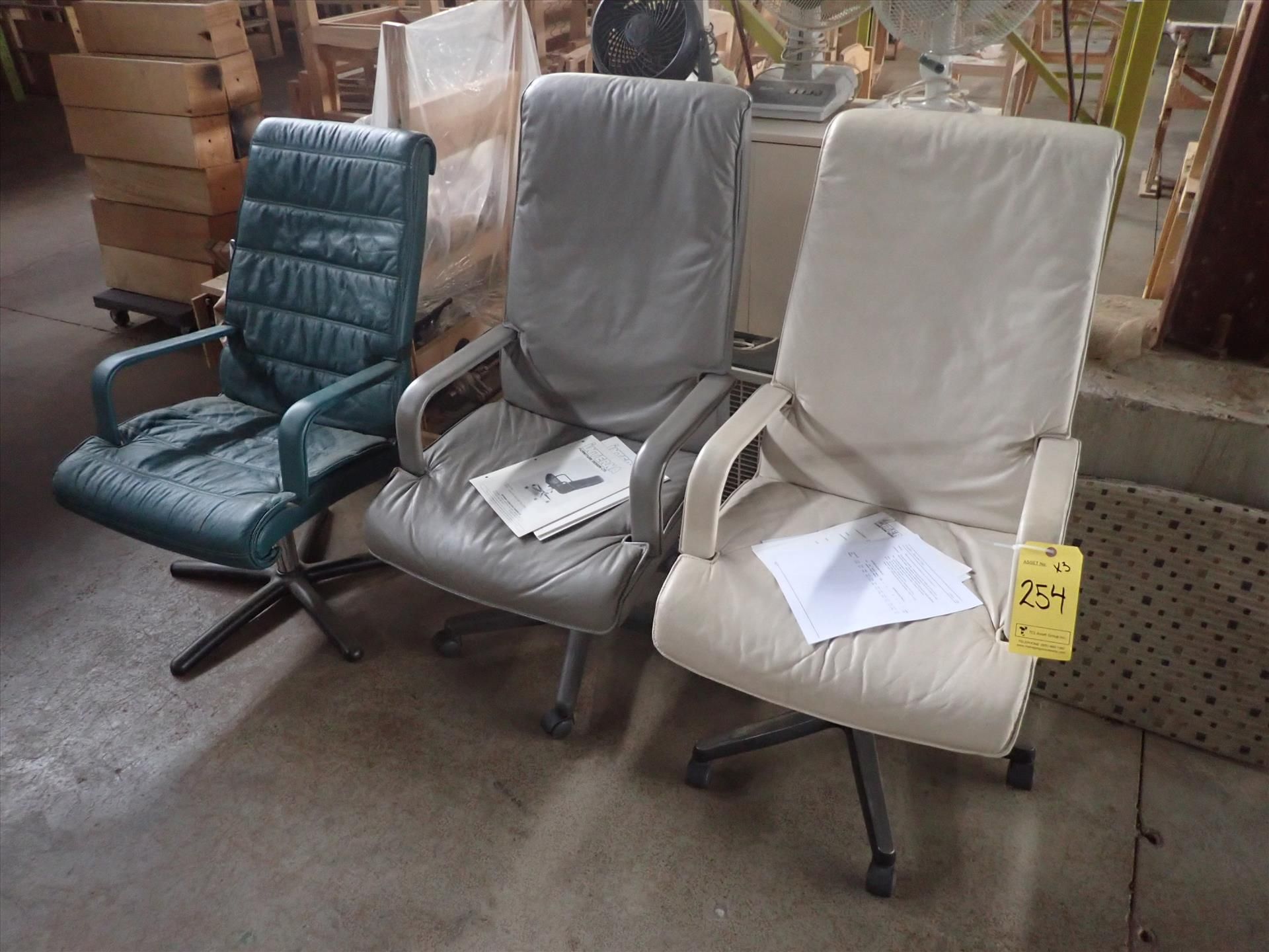 (3) executive chairs, leather