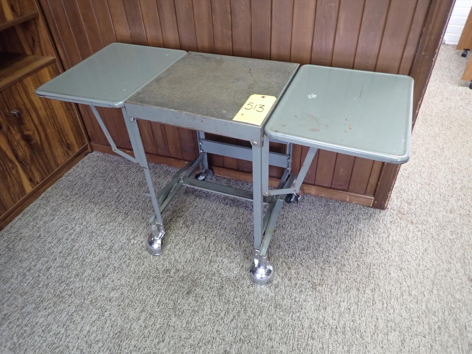 Vintage expandable typing table, 17 in. x 47 in. x 27 in. H on casters