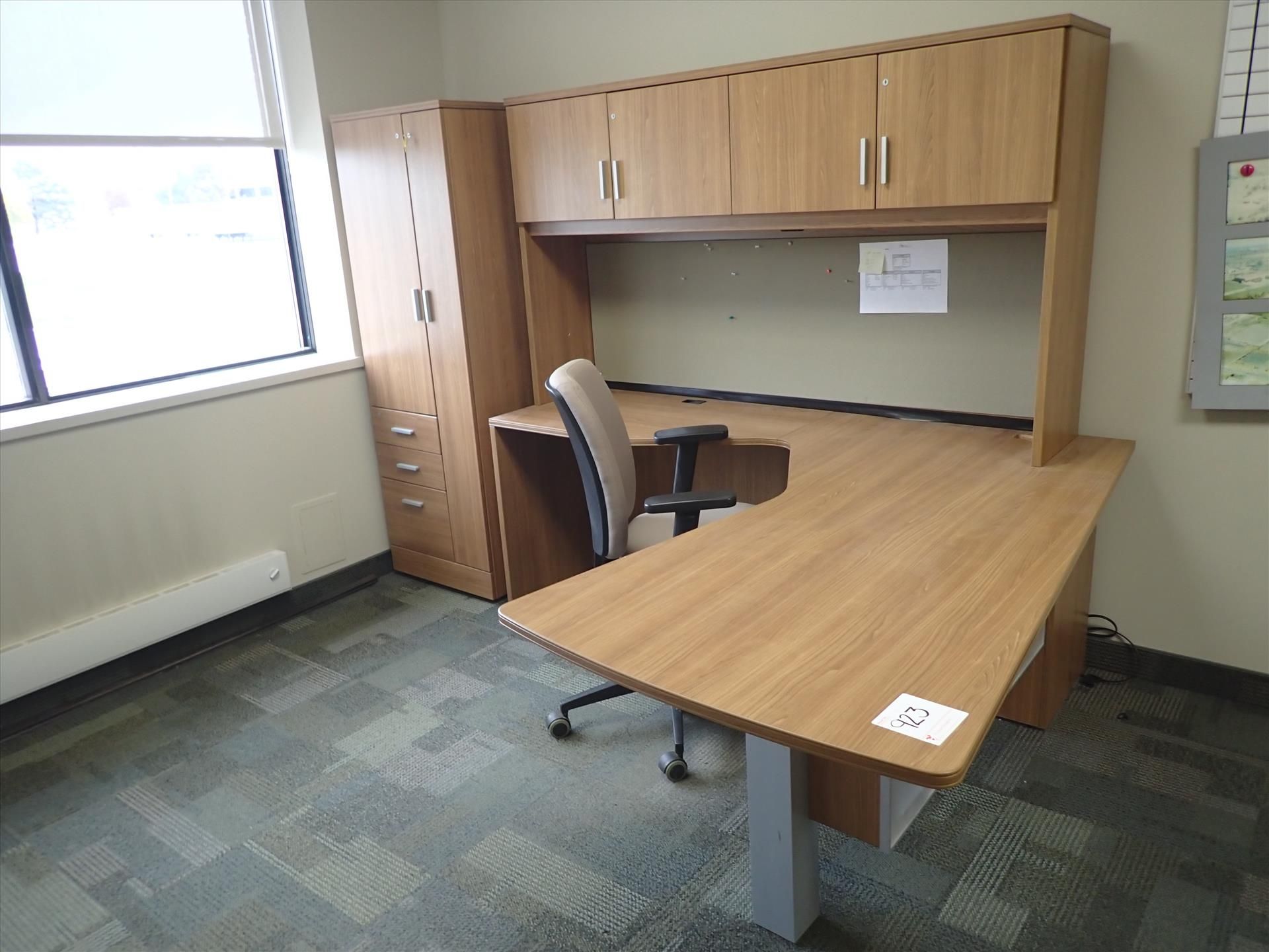 [LOT] contents of office (furnishings only): desk, bureau, meeting table, (5) chairs [Office Area]