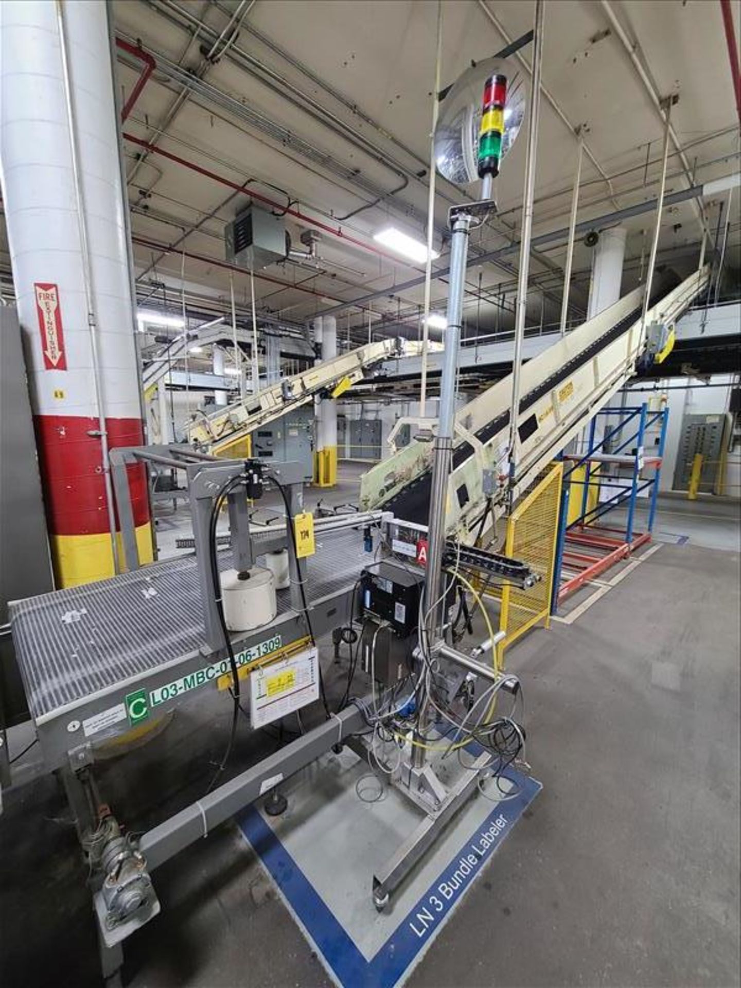 NATO labeler, model 8460 SE, s/n 60801, with incline conveyor, 67"l x 34"w [Packaging Line 3]