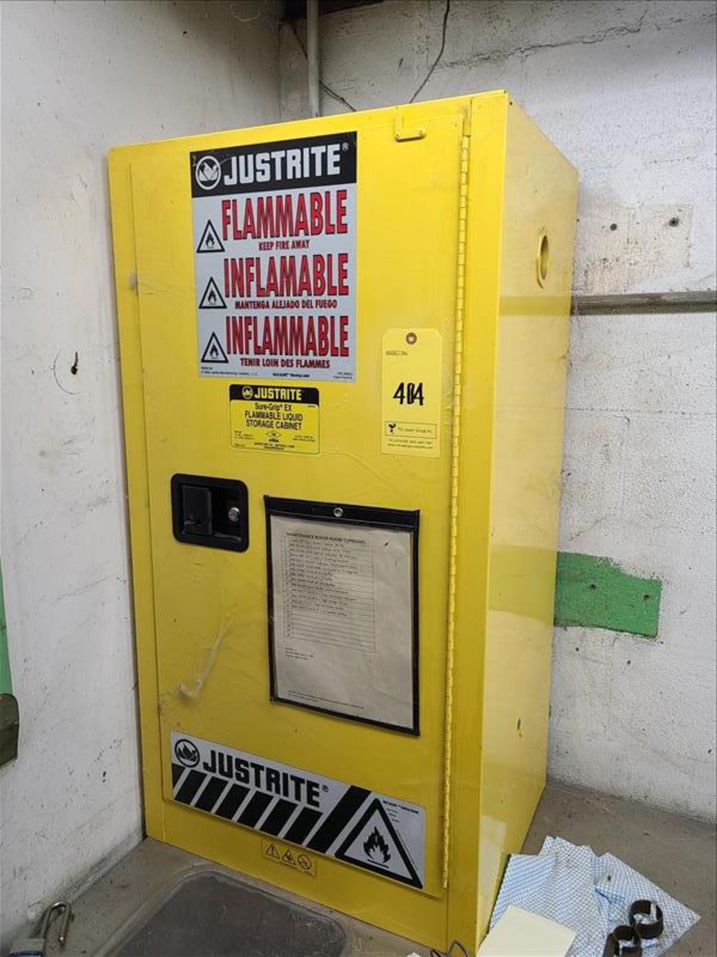 Justrite flammable storage cabinet, 15 gal. cap. [Boiler Area]