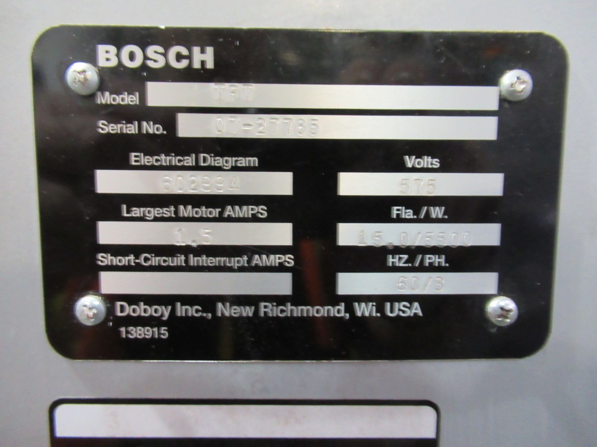 Bosch bag sealer, mod TFT, s/n 0721785, adjustable height, mobile [Packaging Line 6] - Image 3 of 3