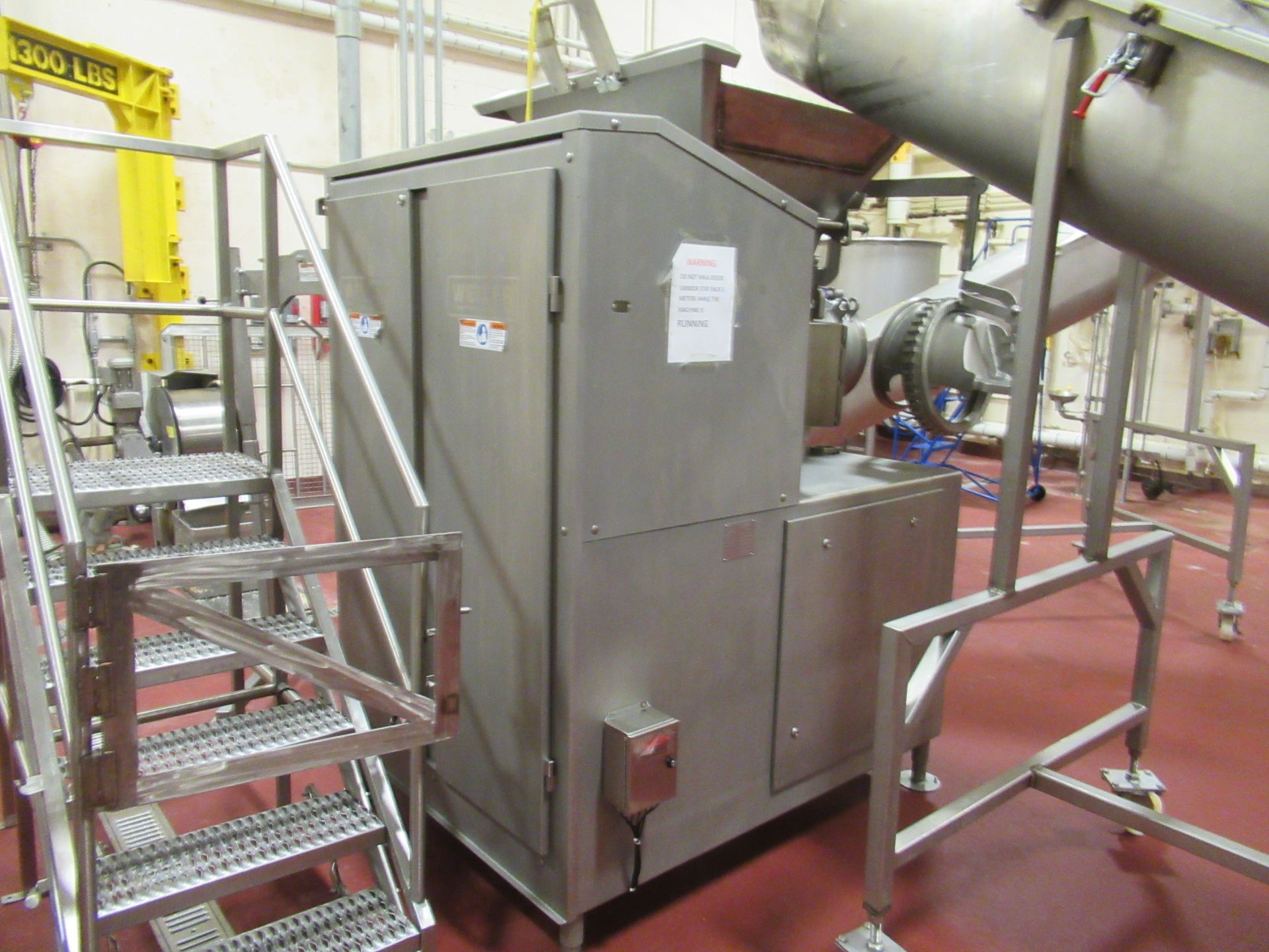 Weiler stainless meat grinder, mod 1609, s/n 16253, 150 hp, 575 v, (2) pallet with blades and die - Image 3 of 6