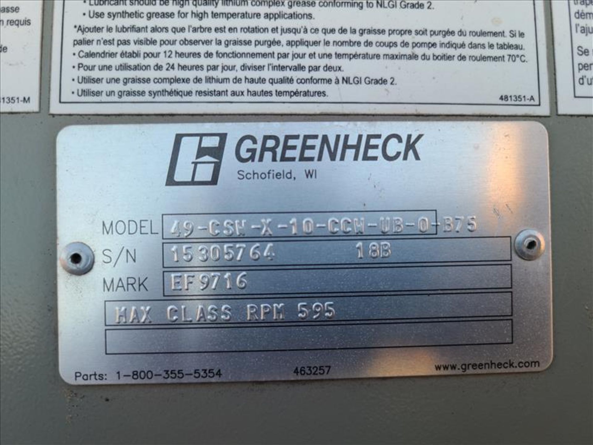 Greenheck fan unit, mod 49CSWX10CCWUB075, s/n 15305764, 595 rpm [Tank Farm] - Image 4 of 4