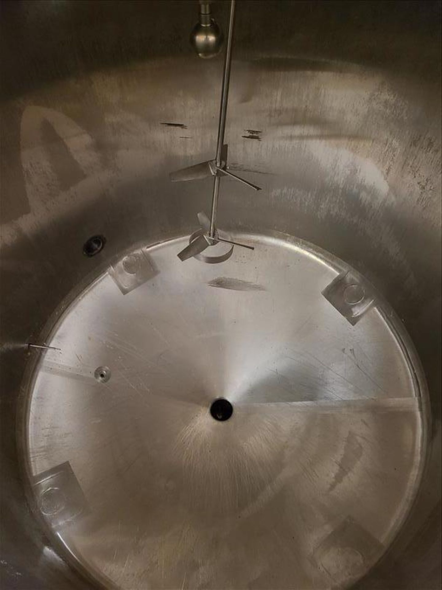 Vertical jacketed slurry stainless holding tank, with SPX agitator, top mount, 63" straight side, - Image 3 of 4