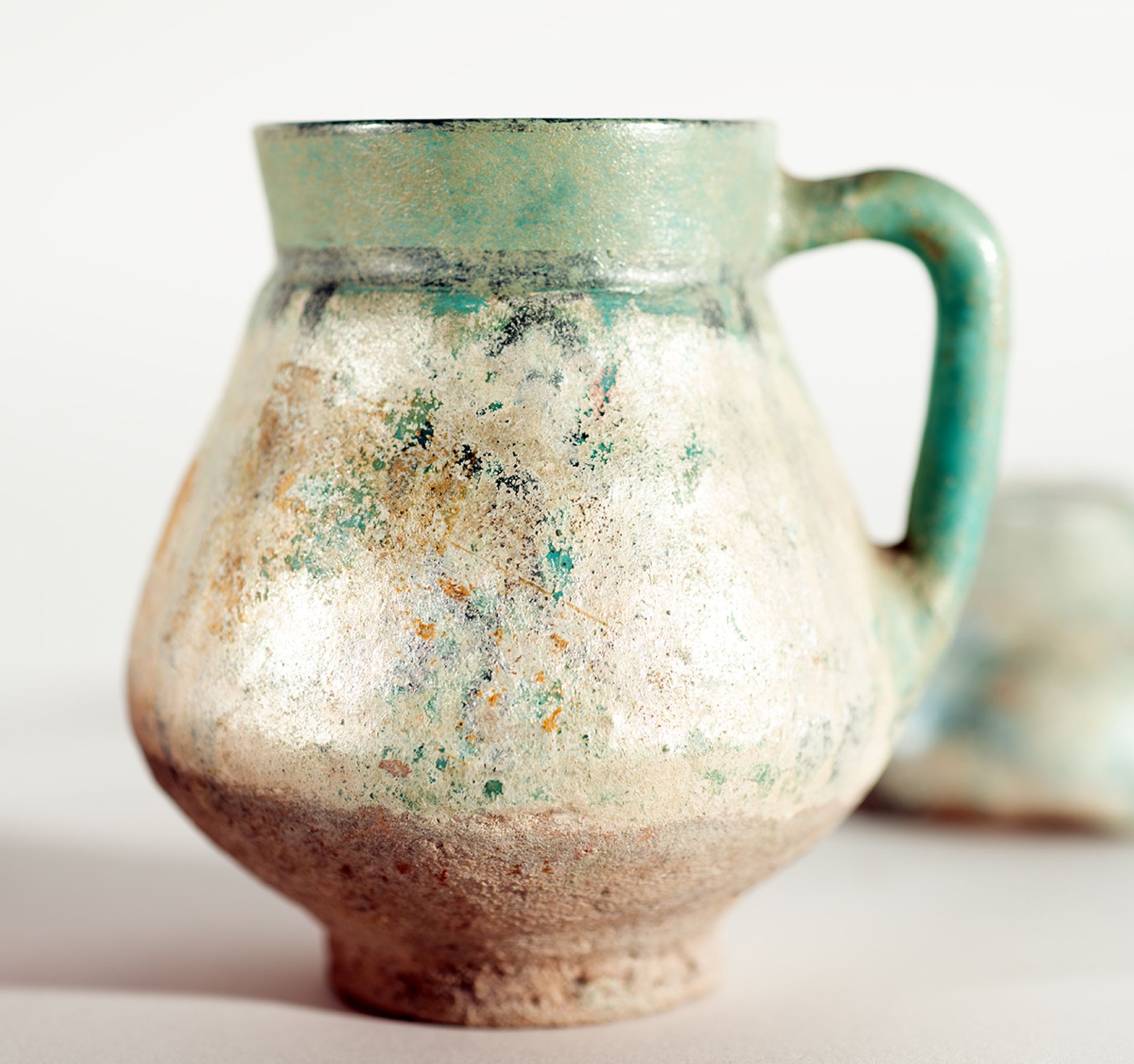 Set of three glazed ceramic Arab jugs - Image 3 of 5