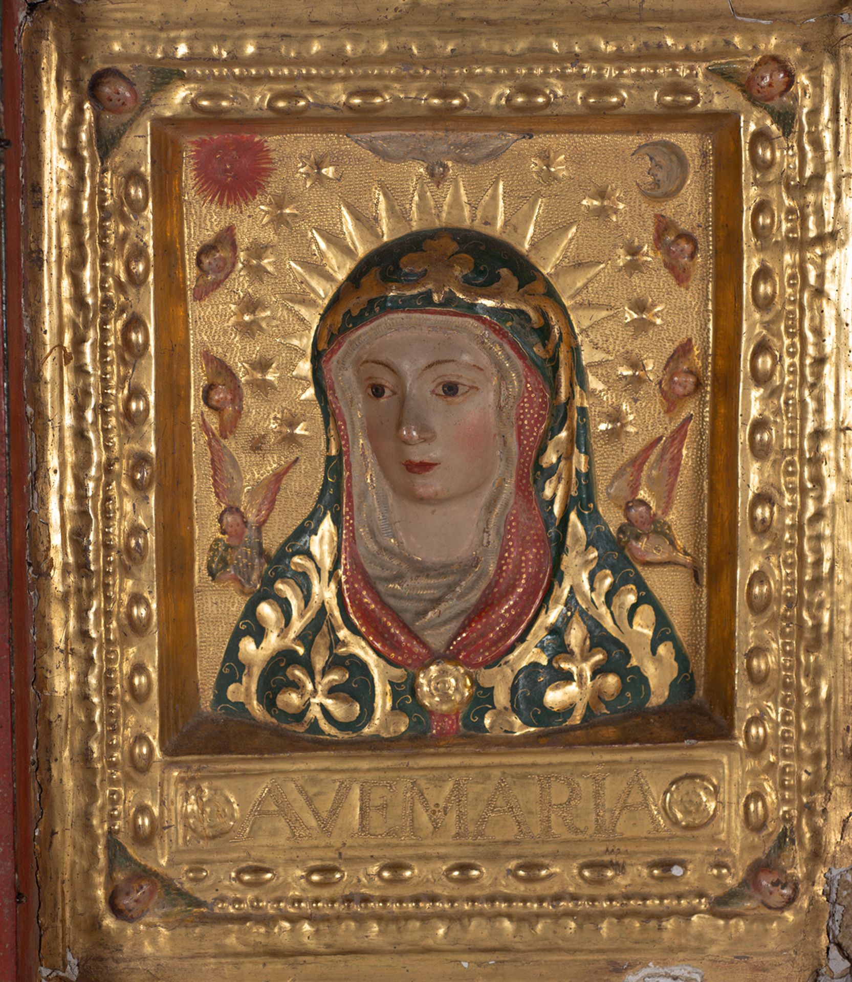 Important tabernacle from the 16th century with the face of Mary - Image 2 of 6