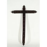 Rare large colonial reliquary cross in rosewood. New Spain, Mexico, 18th century