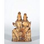 Pair of Indian Nobles in walrus ivory, 16th - 16th century India