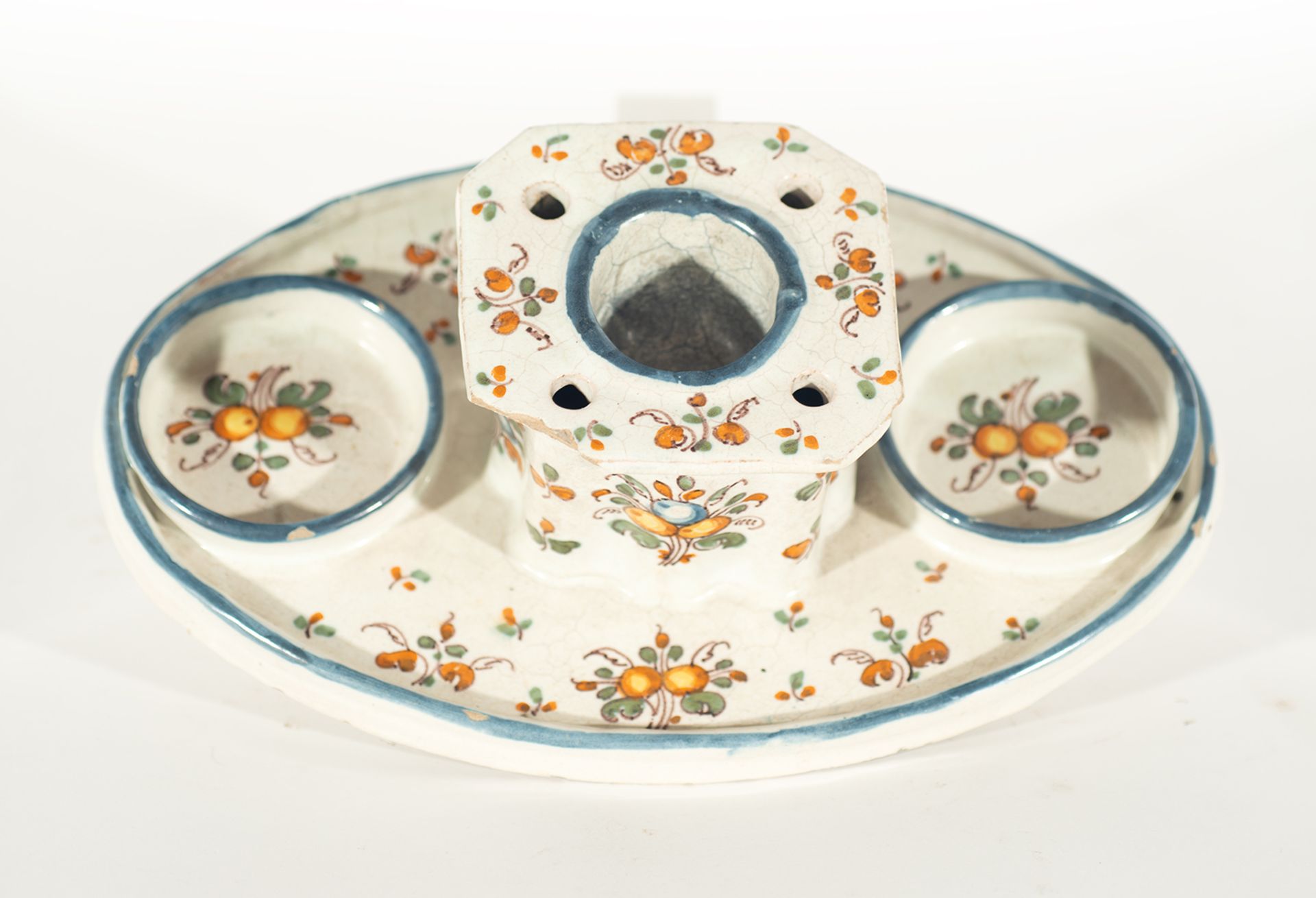 Ceramic inkwell, Talavera, 19th century