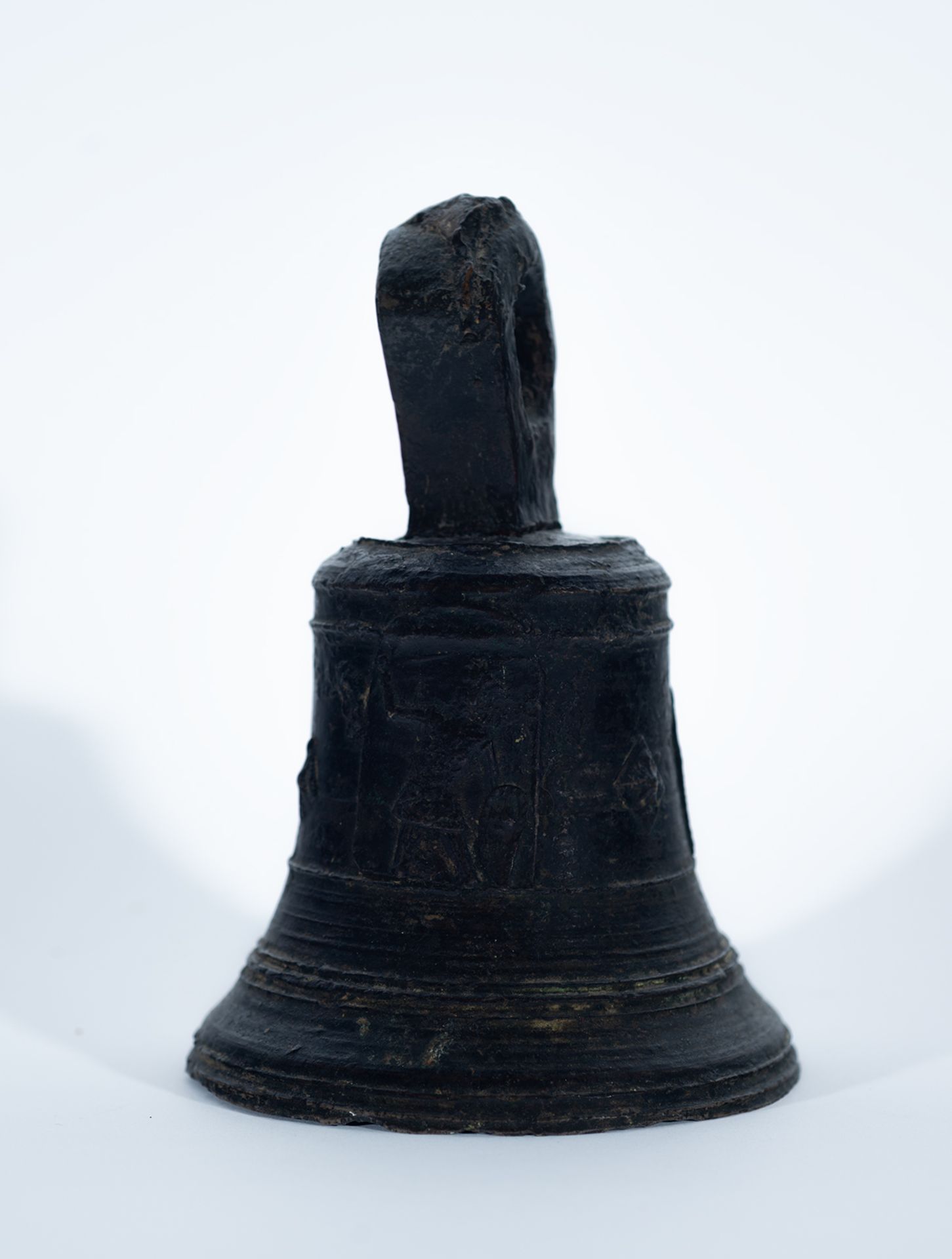 Catalan Gothic bell, 15th century with images of various saints and the Virgin with child