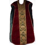 Priest chasuble embroidered in silk and gold thread, 18th century