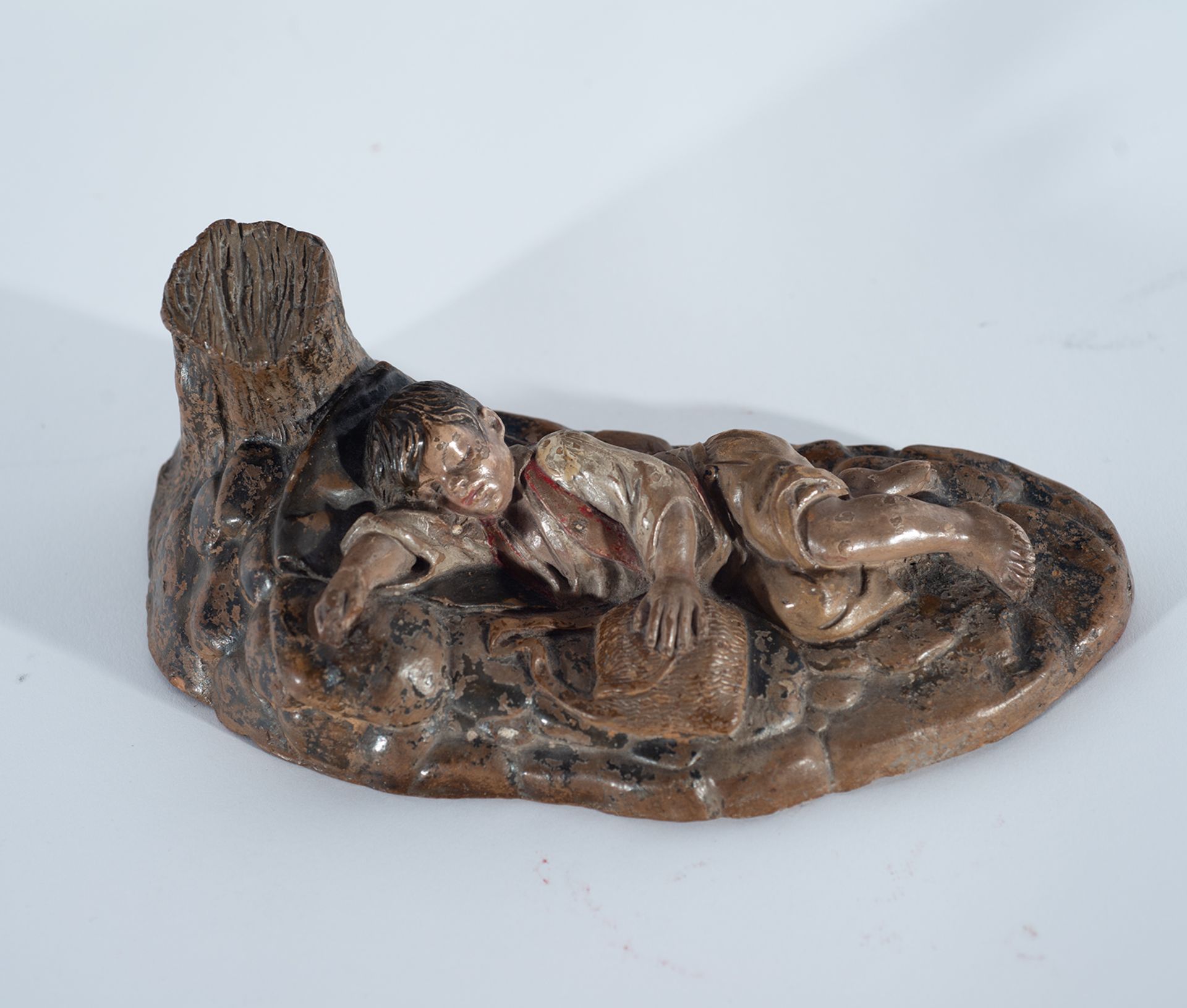 Sleeping Shepherd, signed Antonio Marín, Spain, Málaga, 19th century