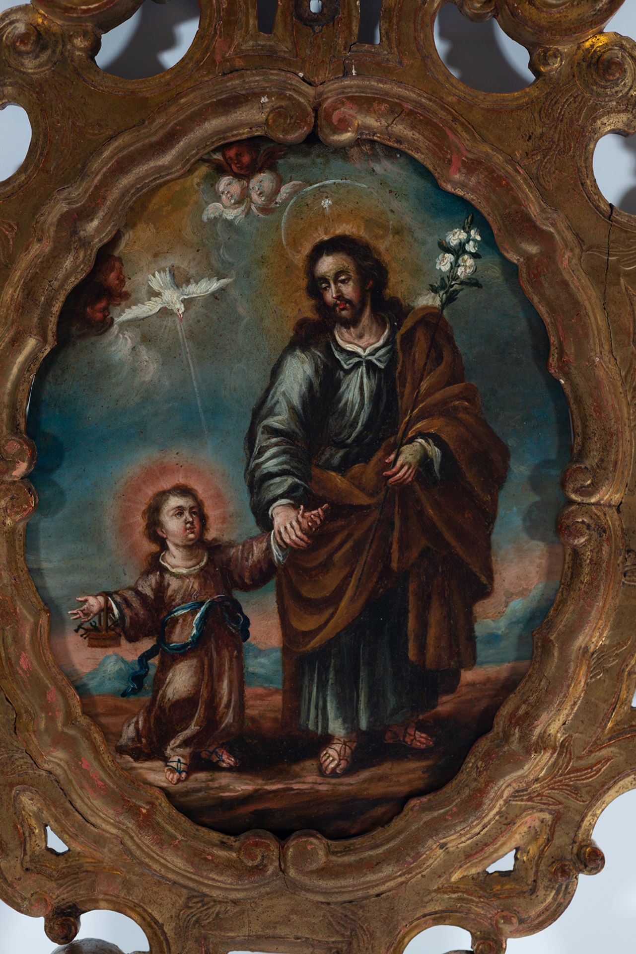 St. Joseph with Child, Mexican colonial school from the 18th century - Bild 2 aus 5