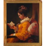 Woman reading a book, 19th century Central European schoo