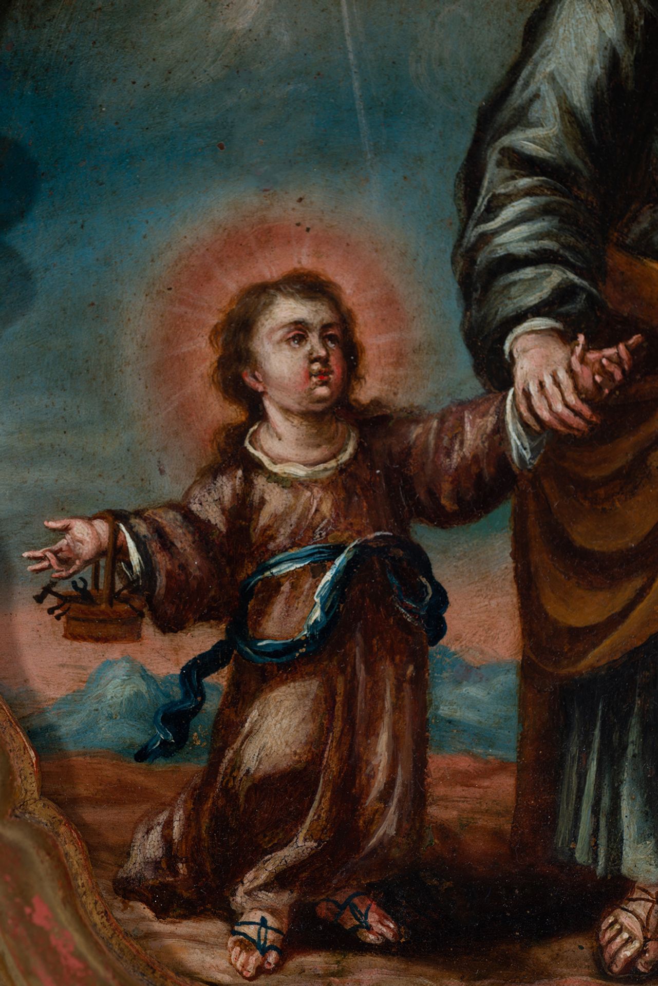 St. Joseph with Child, Mexican colonial school from the 18th century - Bild 4 aus 5