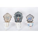 Set of 3 glass Holy Water baskets from the 18th - 19th from La Granja
