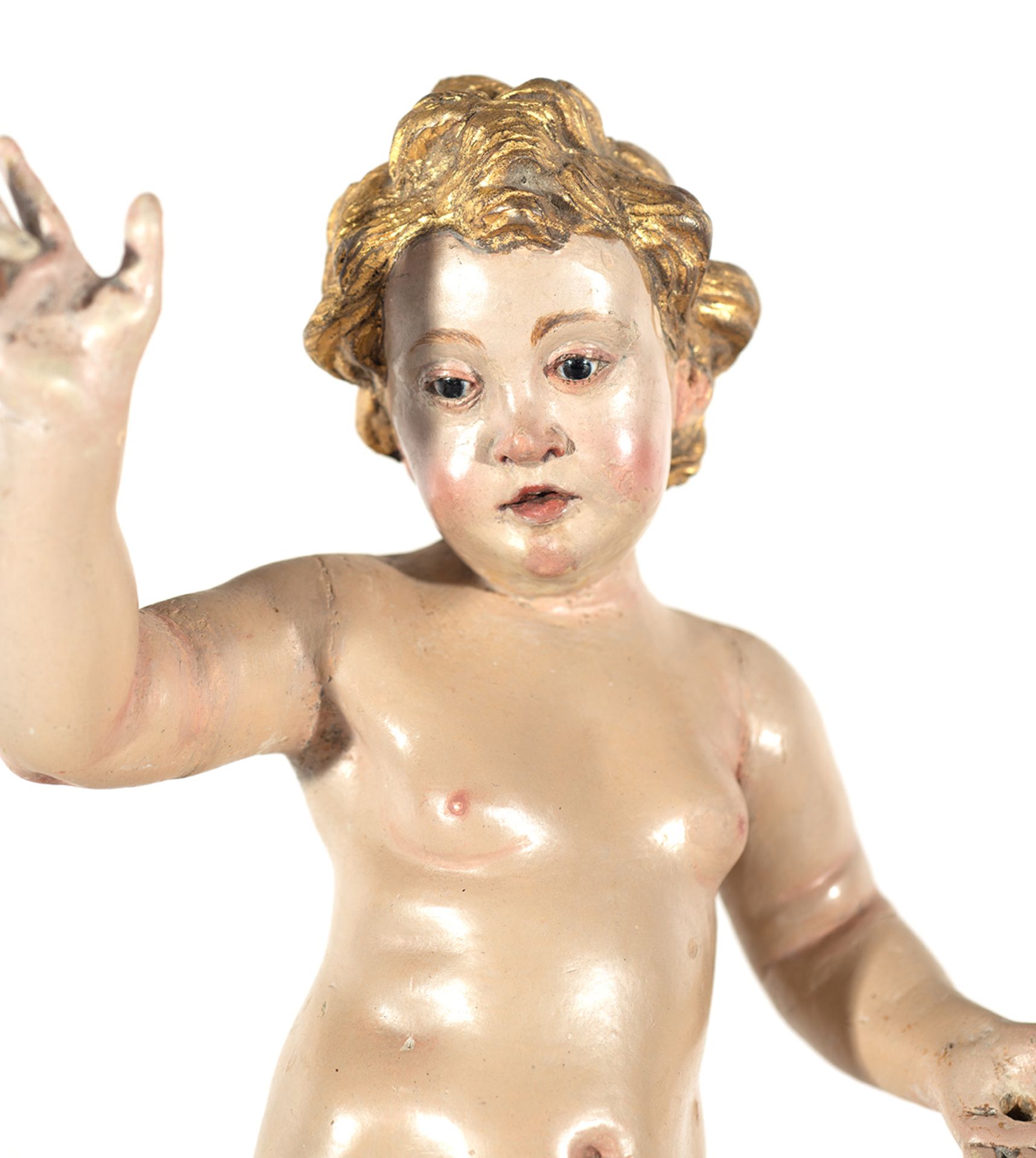 Enfant Jesus with wooden base, Italian school from the 17th - 18th century - Image 4 of 6