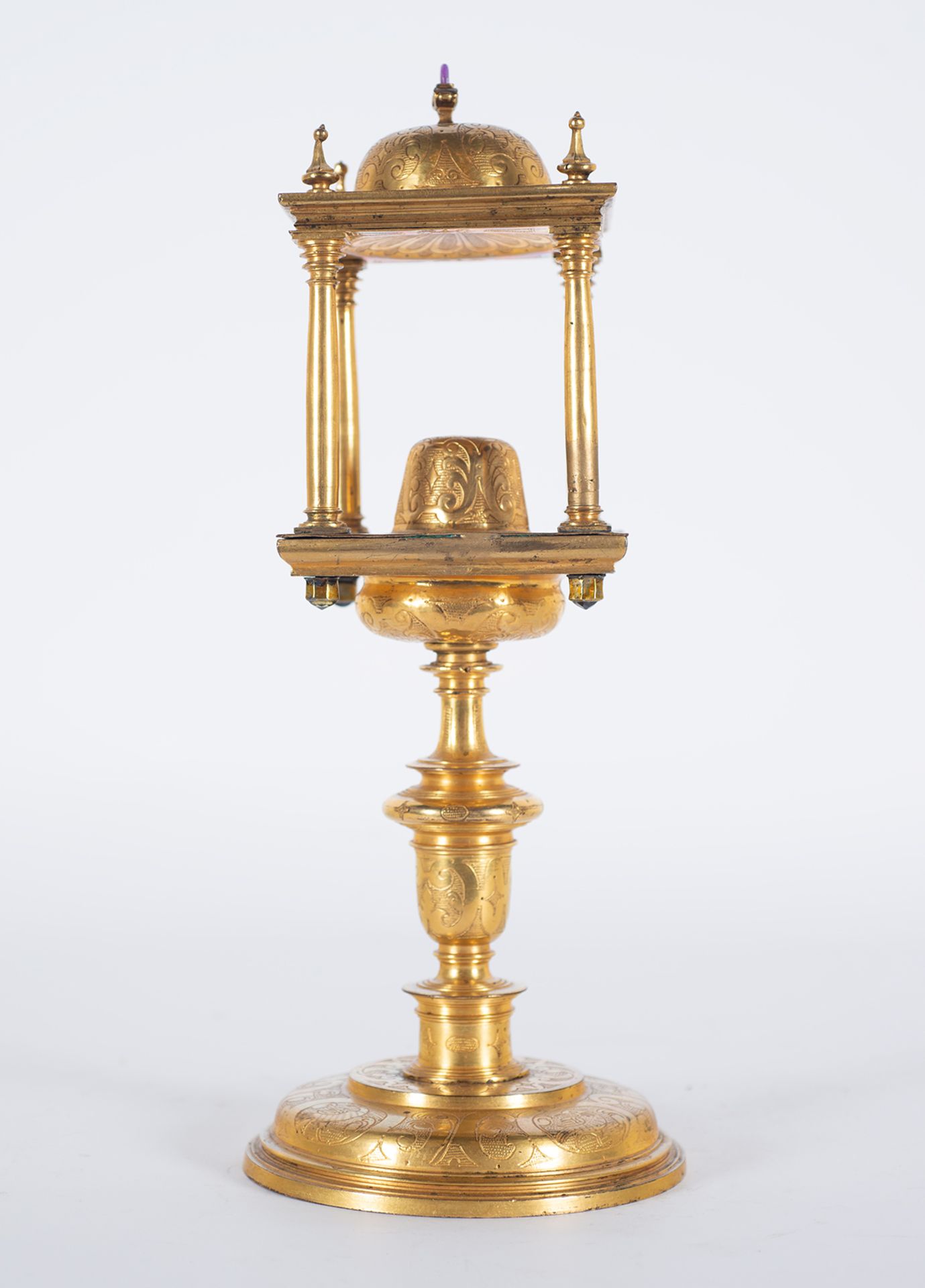 Important monstrance in gilded bronze from the 16th century
