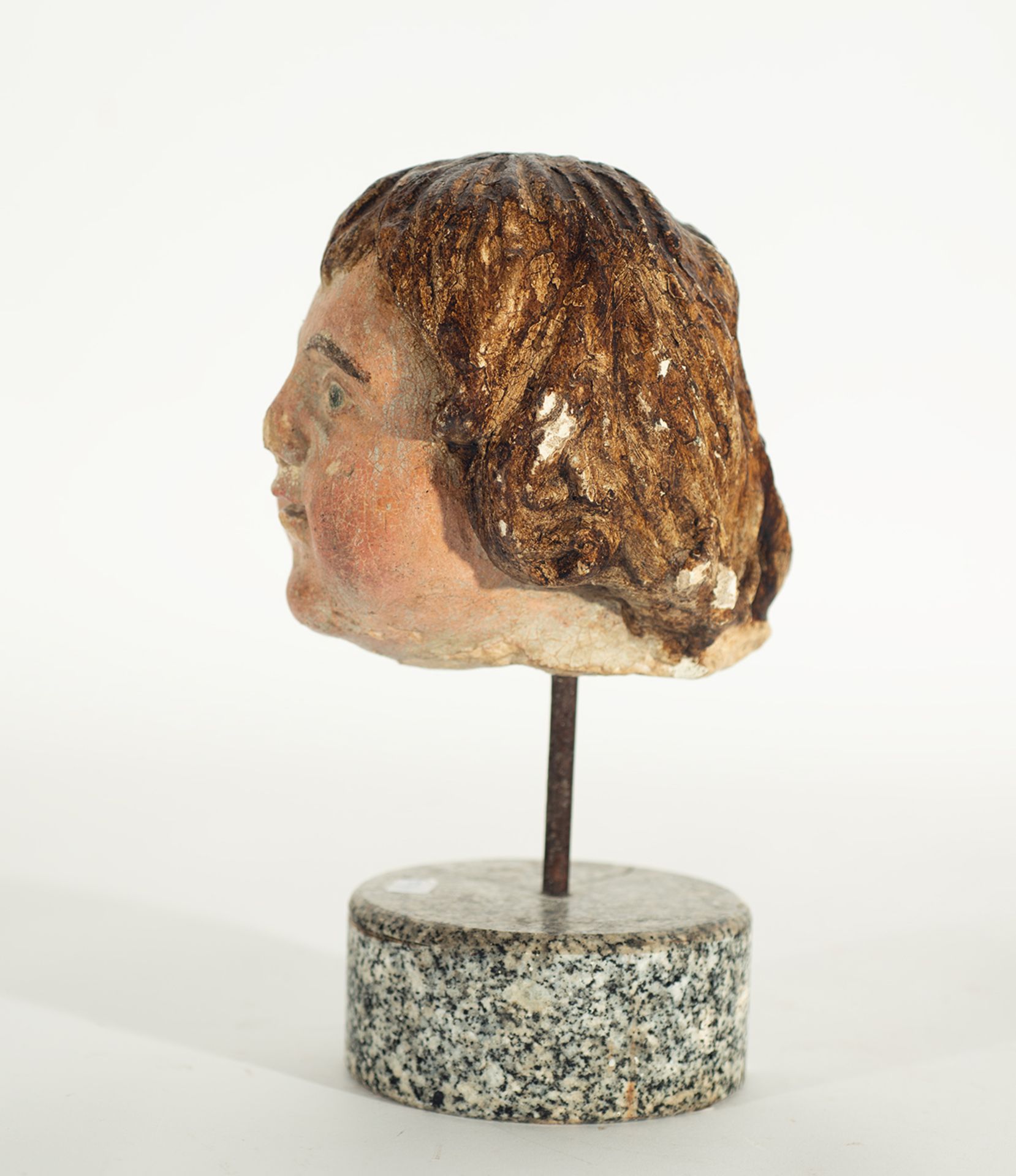Head of San Juanito in polychrome stone, Spain, 16th century - Bild 2 aus 3